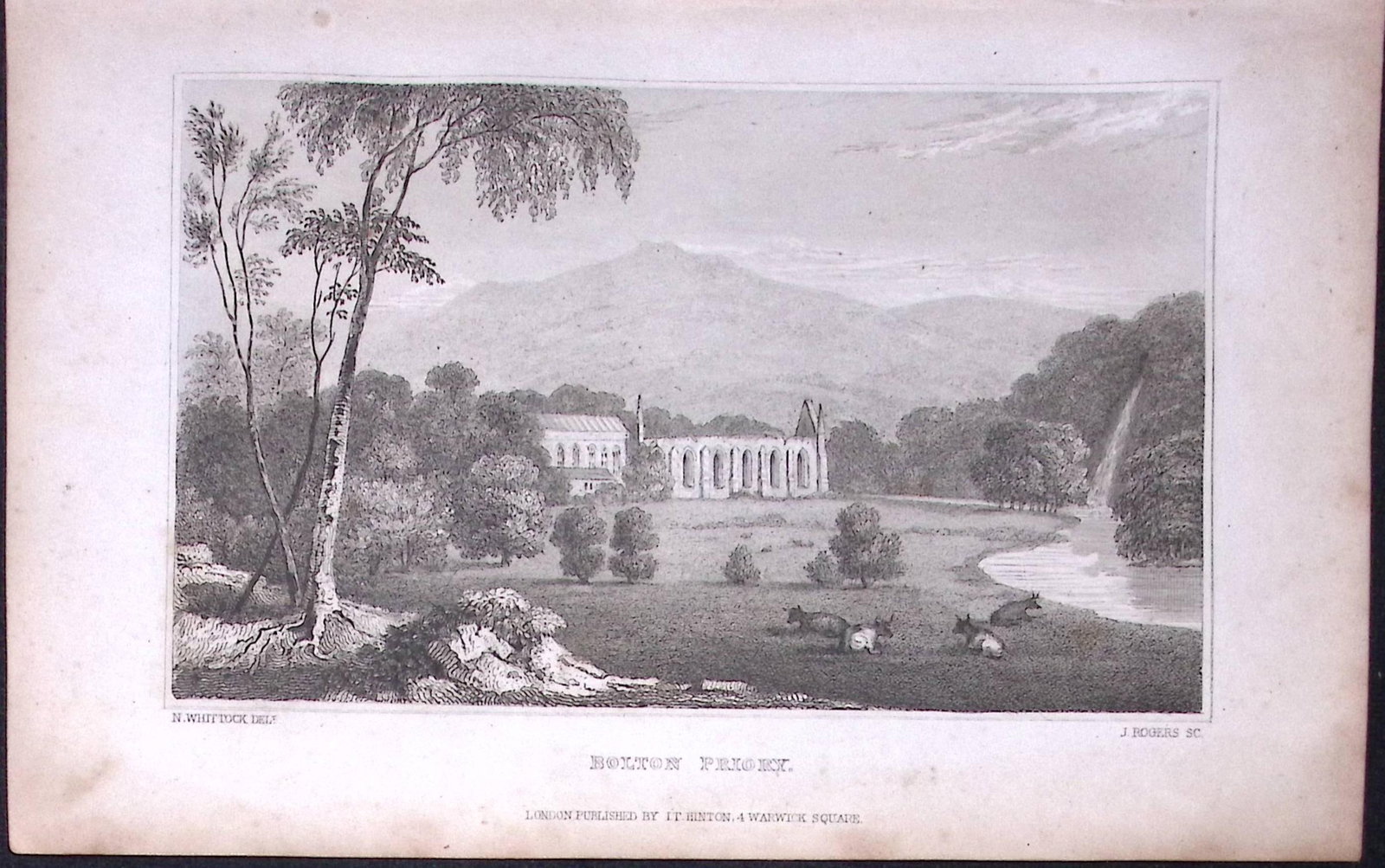 Bolton Priory Yorkshire 198 Years-Old Thomas Allen Antique Steel Engraving-30 (1 of 1)