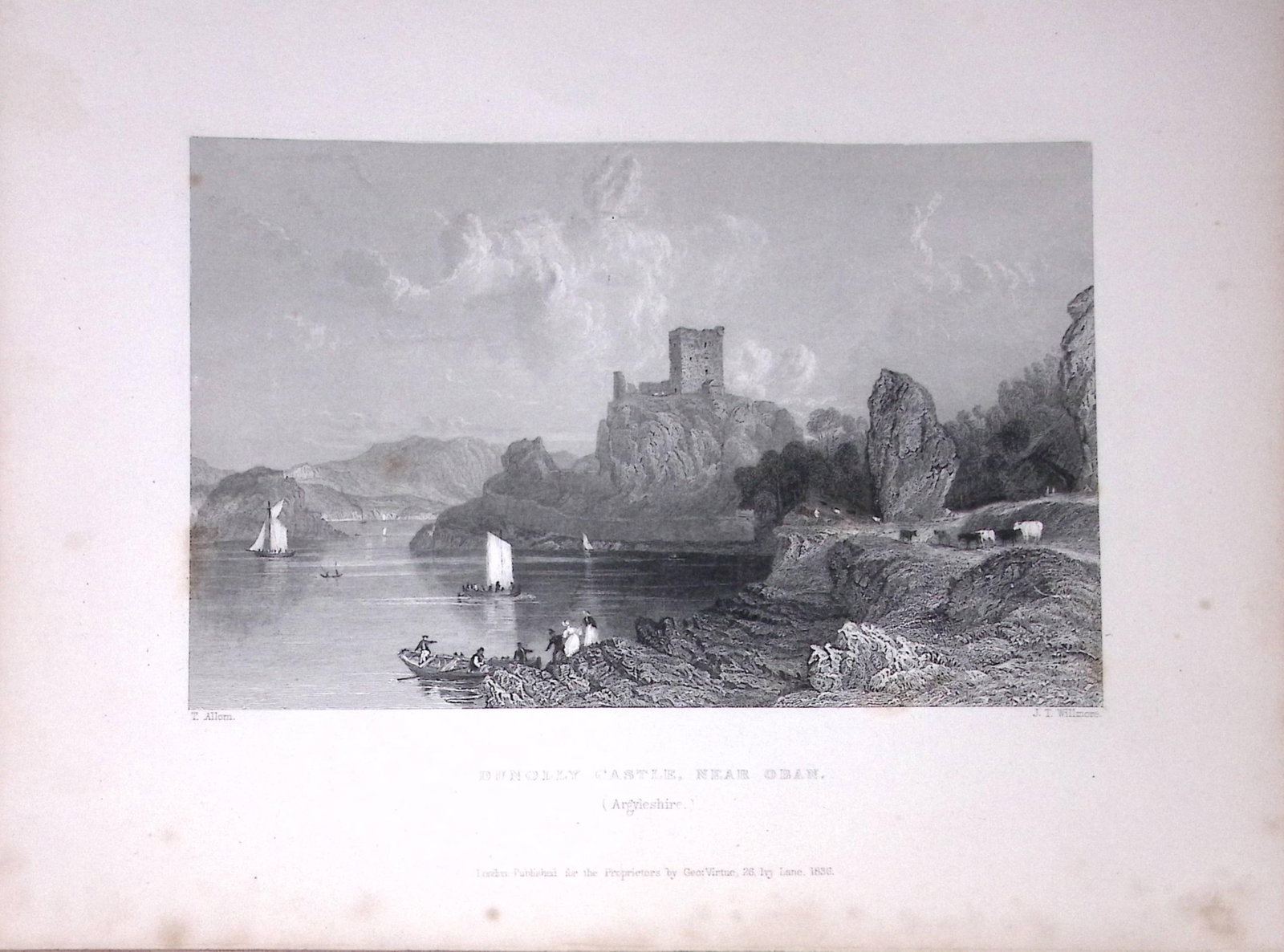 Dunolly Castle Oban Scotland 188 Years-Old Antique Steel Engraving-43: Title: Dunolly Castle Oban Scotland 188 Years-Old Antique Steel Engraving-43 Description: Scotland Illustrated in a Series of Views Takes Expressly for This Work by Messrs William Beattie.