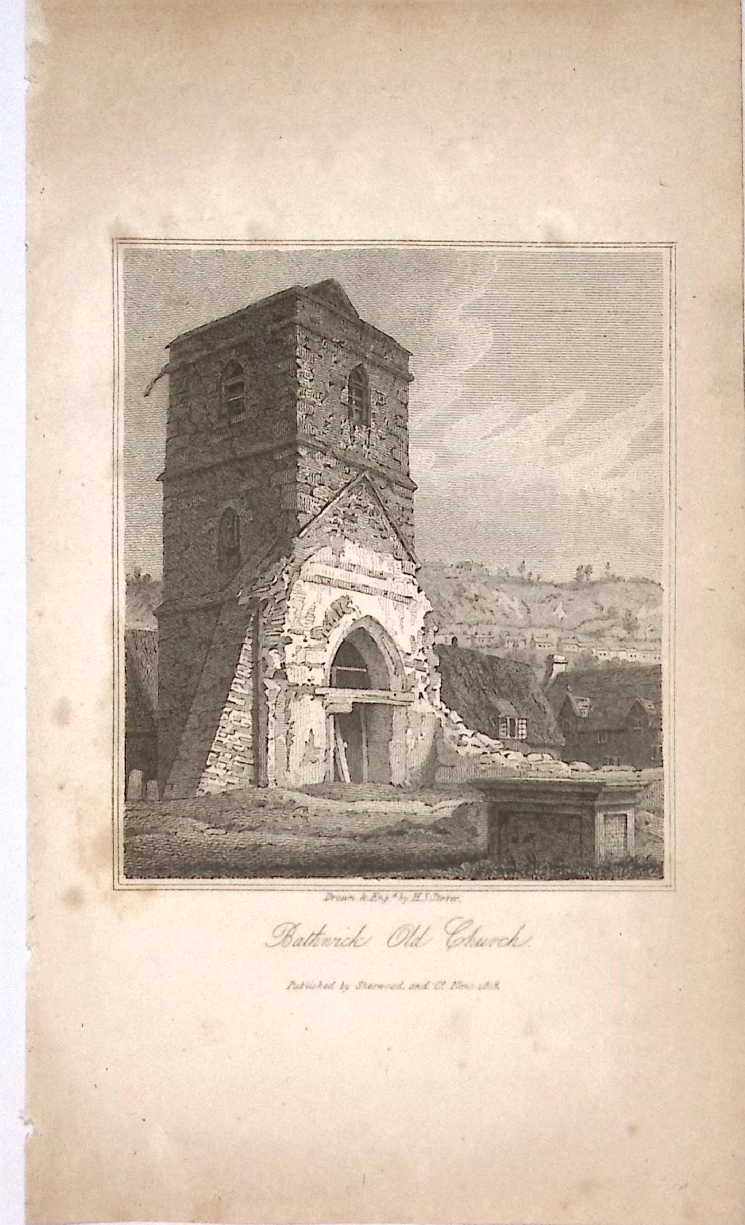 Bathwick Old Church Views of Bath Regency Era Antique 207 Years-Old Georgian Print-9 (1 of 2)