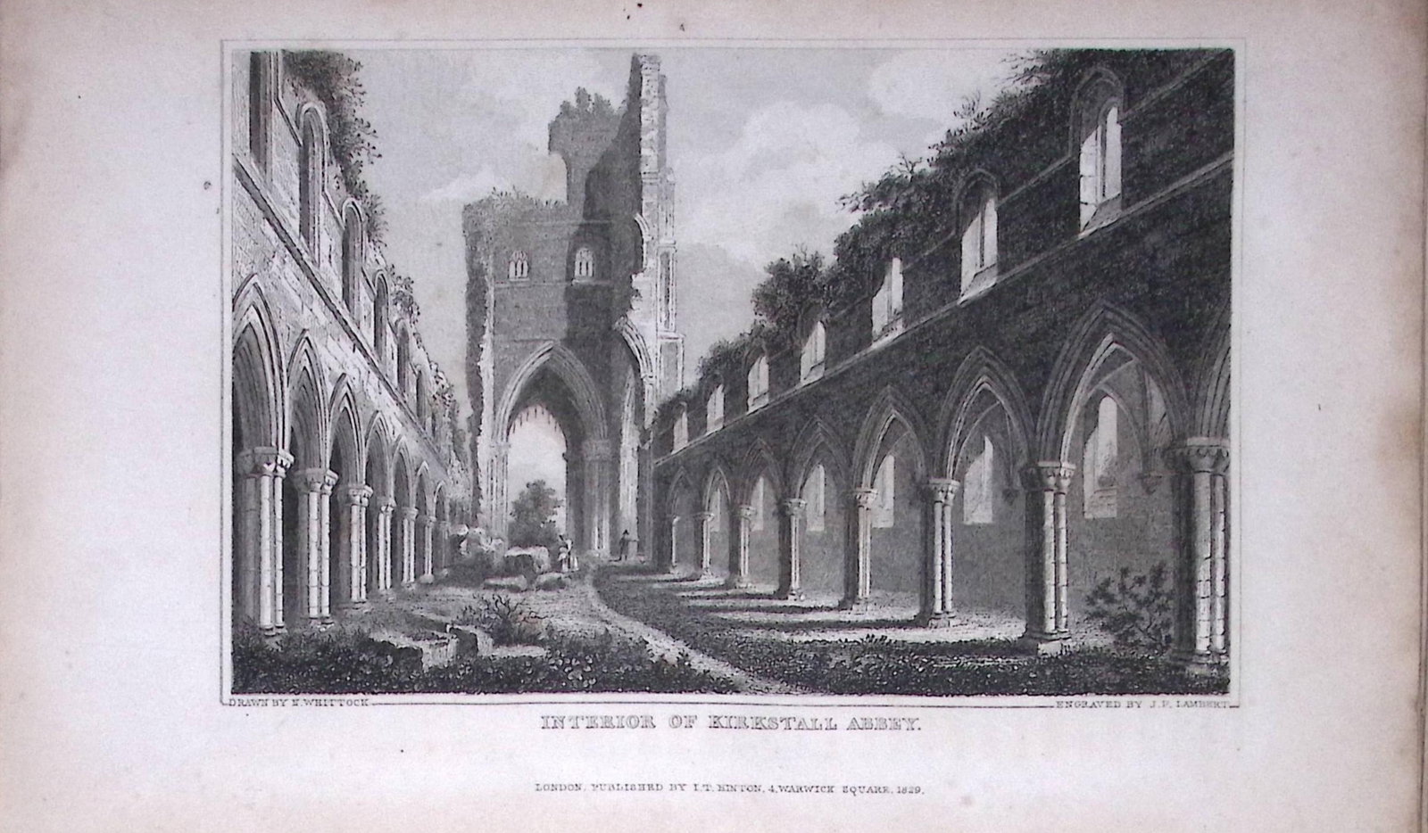 Kirkstall Abbey Yorkshire 198 Years-Old Thomas Allen Antique Steel Engraving-50 (1 of 1)