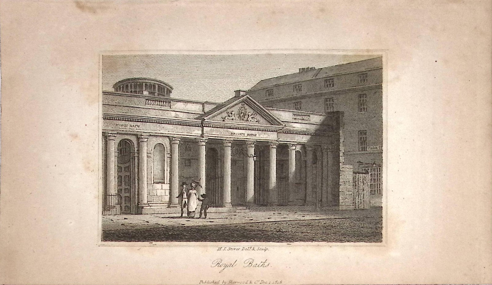 The Royal Baths Views of Bath Regency Era Antique 207 Years-Old Georgian Print-4 (1 of 2)
