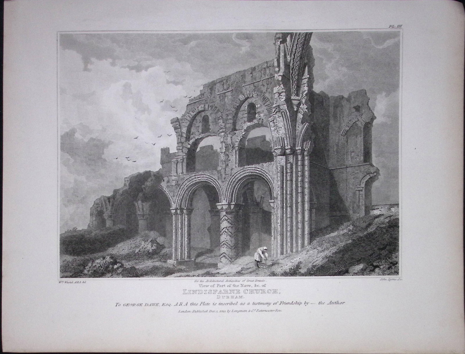 Lindisfarne Church Durham 190 Years-Old Rare John Britton Antique Steel Engraving-82: Title: Lindisfarne Church Durham 190 Years-Old Rare John Britton Antique Steel Engraving-82 Description: This 191 Years-Old Steel Gilt-Edged Engraved Plate Has Been Removed from an Antique Edition