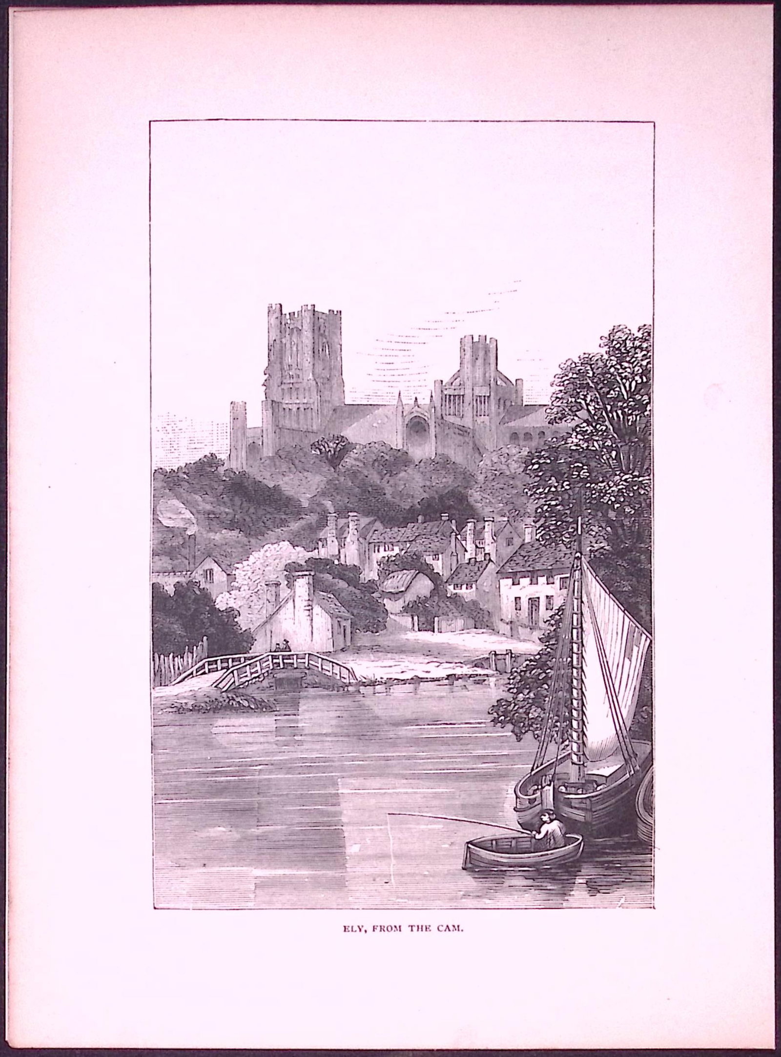 Ely From The Cam Country Towns of Britain 145-Year-Old Woodcut Illustration-7 (1 of 1)