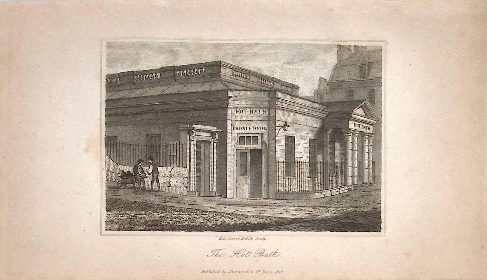 The Hot Bath Views of Bath Regency Era Antique 207 Years-Old Georgian Print-6 (1 of 2)