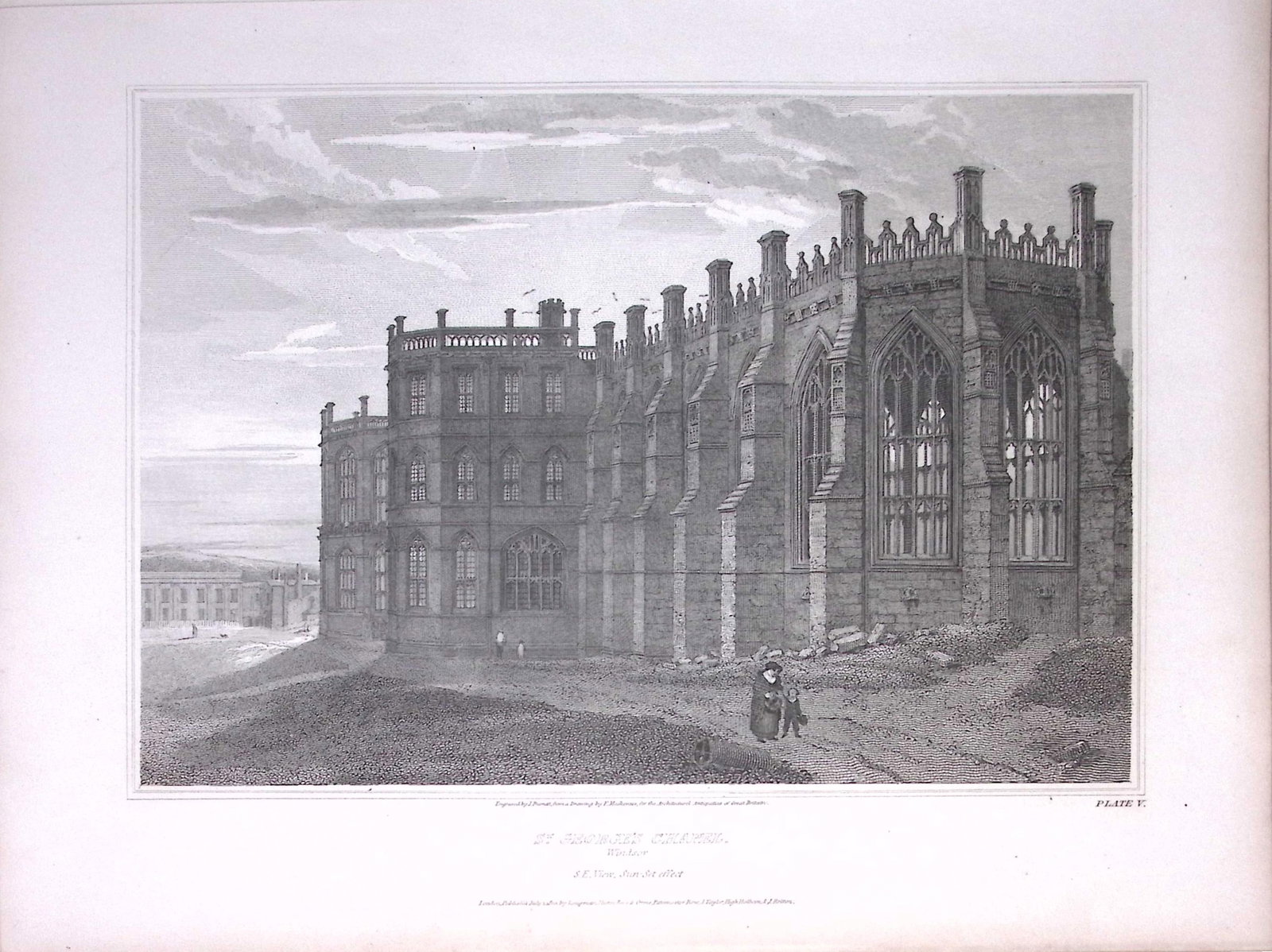 St Georges Chapel Windsor 190 Years-Old Rare John Britton Antique Steel Engraving-149 (1 of 1)