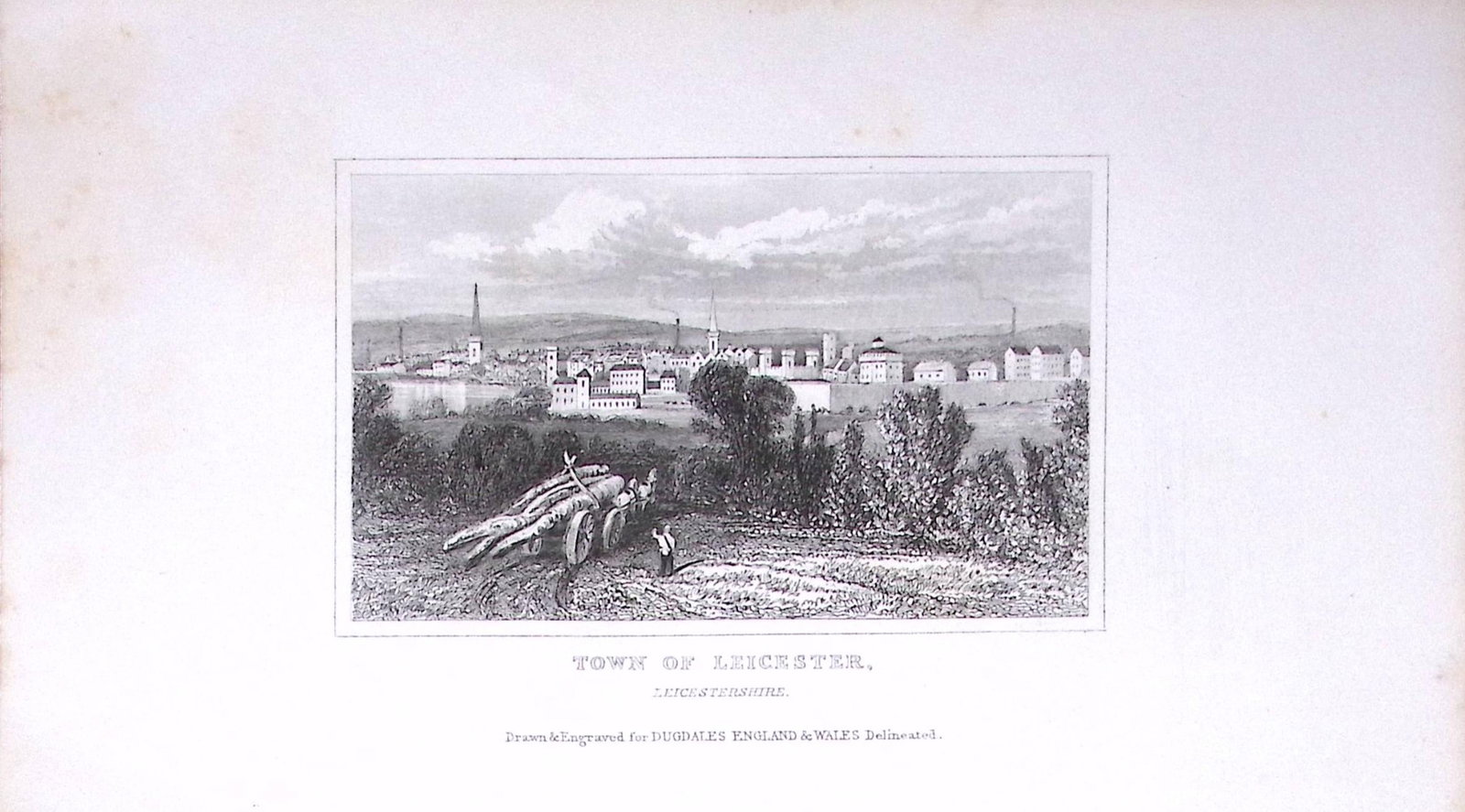 Town of Leicester Dugdale & Archer Antique 180 Years-Old Copper Plate Print-41: Title: Town of Leicester Dugdale & Archer Antique 180 Years-Old Copper Plate Print-41 Description: This Antique Copper Plate Engraving Has Been Removed from an Antique Edition of. Thomas Du