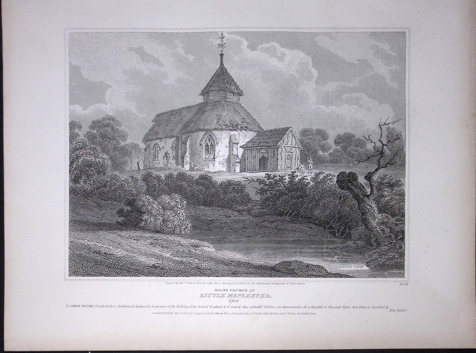 Little Maplested Church Essex Rare John Britton 191 Years-Old Antique Steel Engraving-25 (1 of 2)