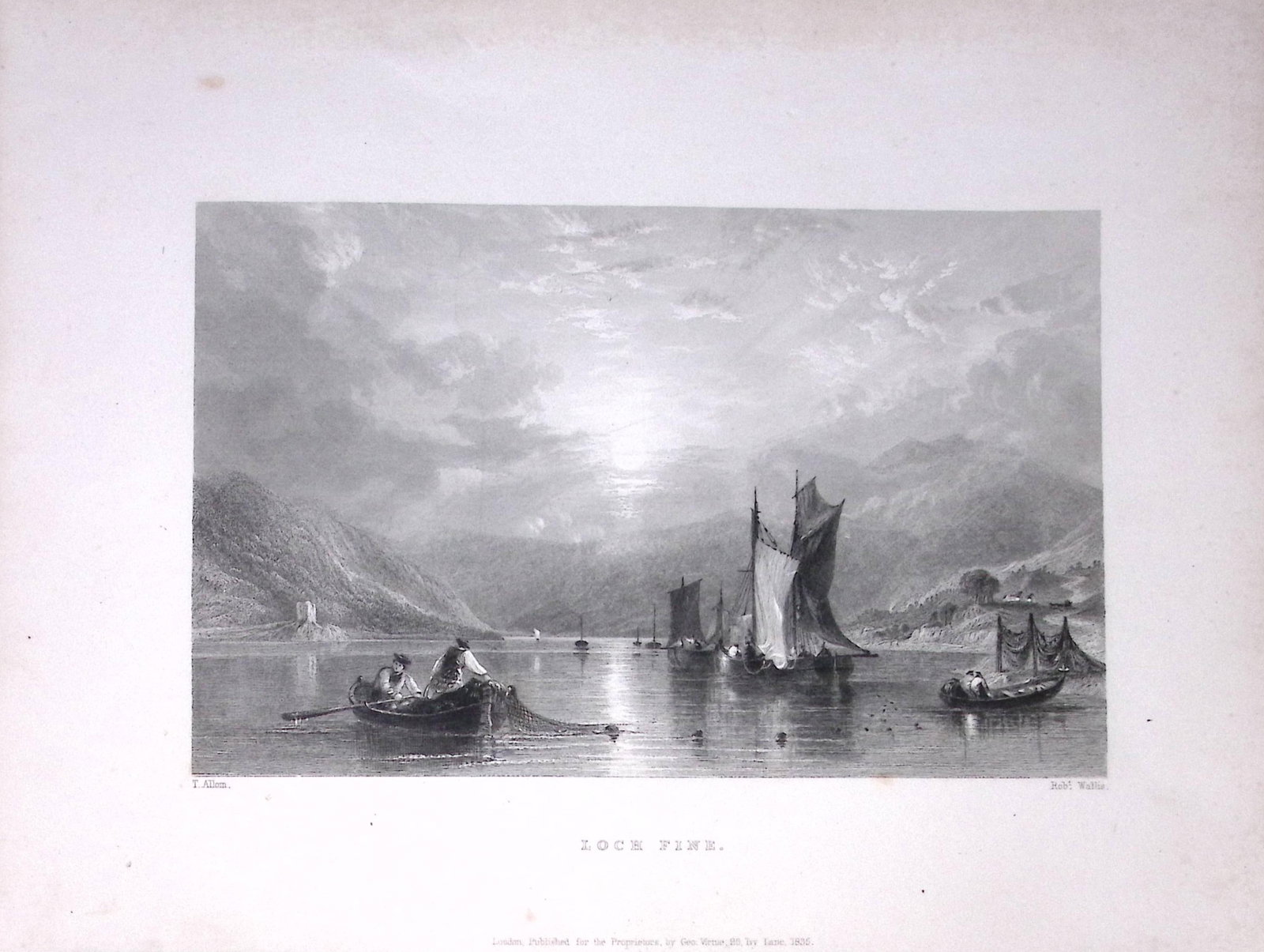 Loch Fyne Firth of Clyde Scotland 188 Years-Old Antique Steel Engraving-46: Title: Loch Fyne Firth of Clyde Scotland 188 Years-Old Antique Steel Engraving-46 Description: Scotland Illustrated in a Series of Views Takes Expressly for This Work by Messrs William Beattie.