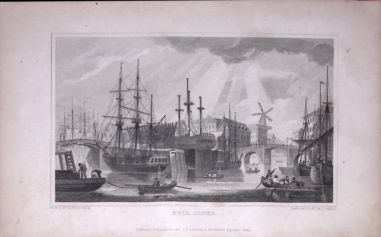 Hull Docks Yorkshire 198 Years-Old Thomas Allen Antique Steel Engraving-60 (1 of 1)