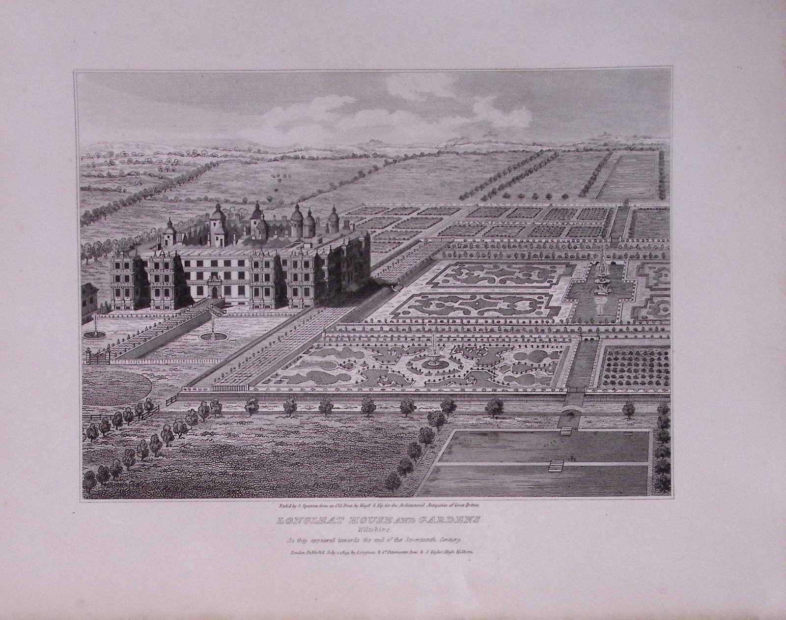 Longleat Gardens Wiltshire 190 Years-Old John Britton Antique Steel Engraving-213: Title: Longleat Gardens Wiltshire 190 Years-Old John Britton Antique Steel Engraving-213 Description: This 191 Years-Old Steel Engraved Plate Has Been Removed from an Antique Edition of. John Britton