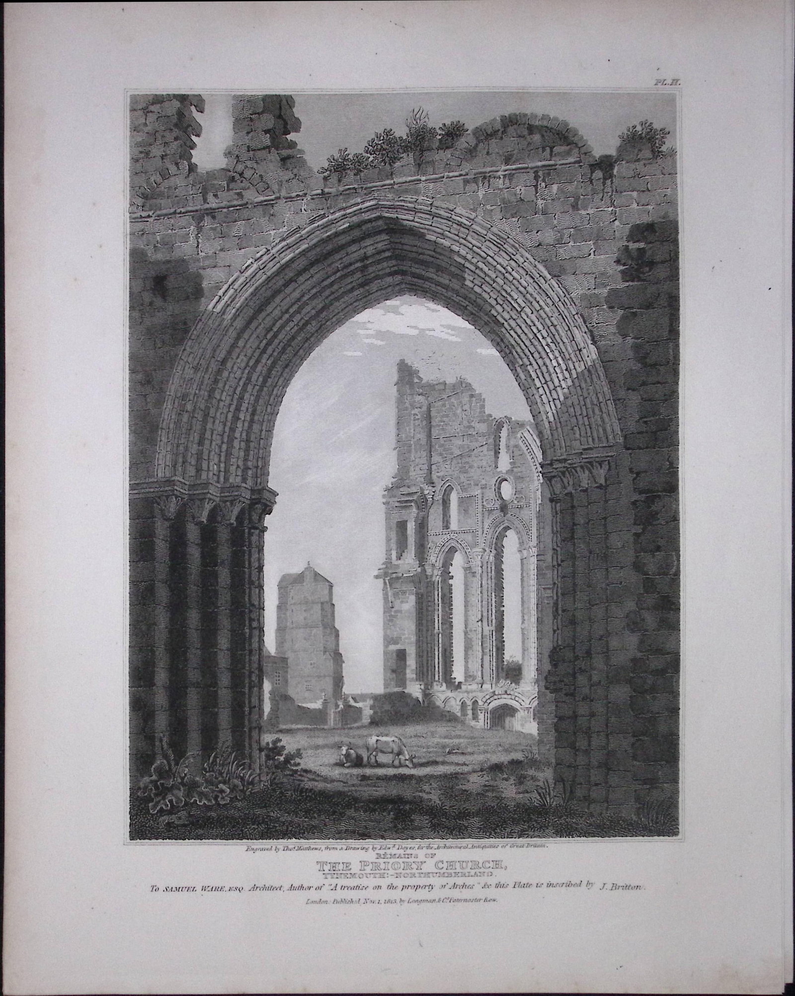 Priory Church Northumberland 190 Years-Old Rare John Britton Antique Steel Engraving-91: Title: Priory Church Northumberland 190 Years-Old Rare John Britton Antique Steel Engraving-91 Description: This 191 Years-Old Steel Gilt-Edged Engraved Plate Has Been Removed from an Antique Edition