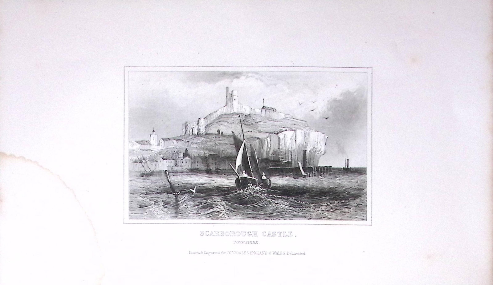 Scarborough Castle Dugdale & Archer Antique 180 Years-Old Copper Plate Print-23: Title: Scarborough Castle Dugdale & Archer Antique 180 Years-Old Copper Plate Print-23 Description: This Antique Copper Plate Engraving Has Been Removed from an Antique Edition of. Thomas Dugdale