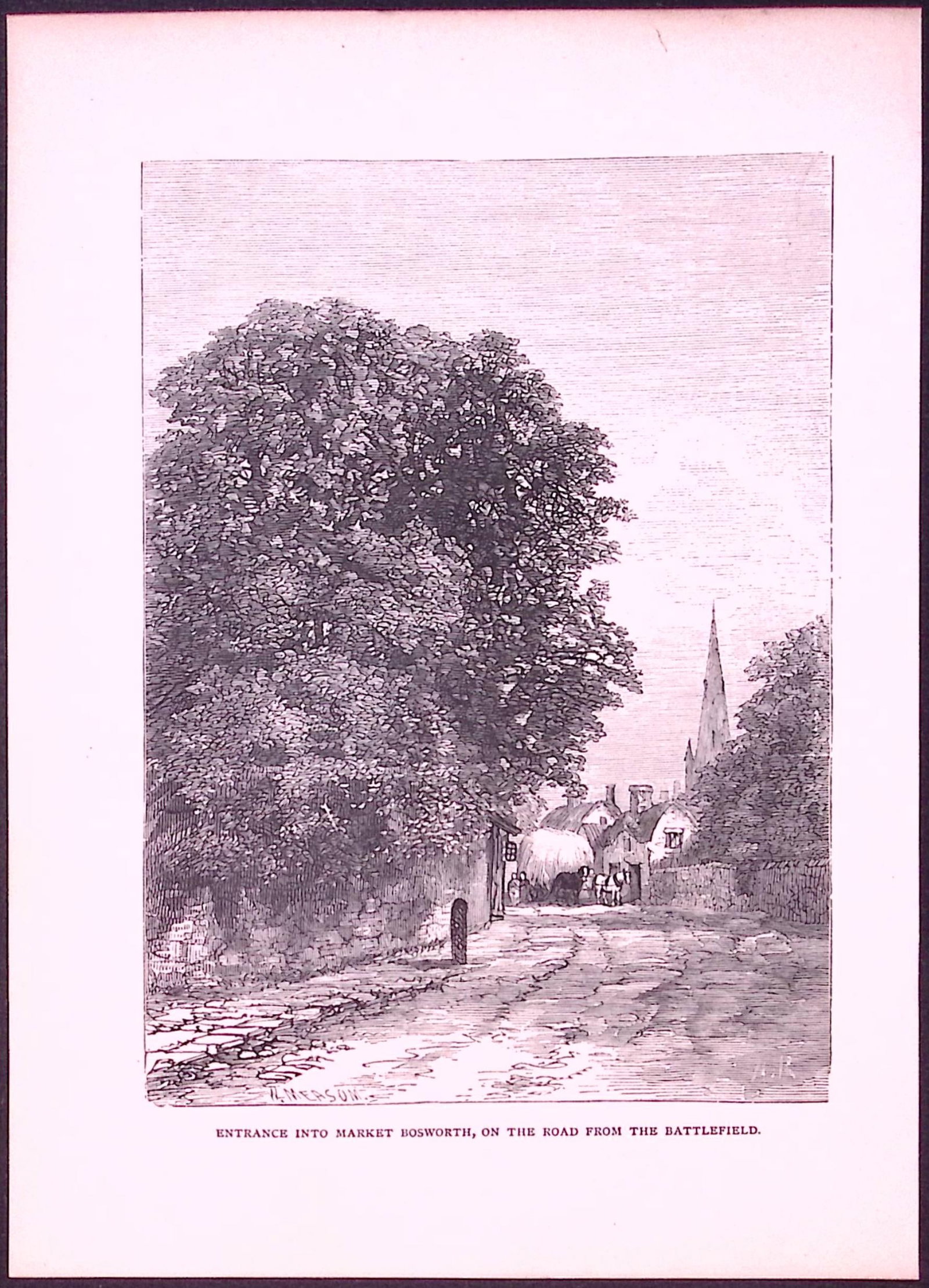 Market Bosworth Country Towns of Britain 145-Year-Old Woodcut Illustration-13 (1 of 1)