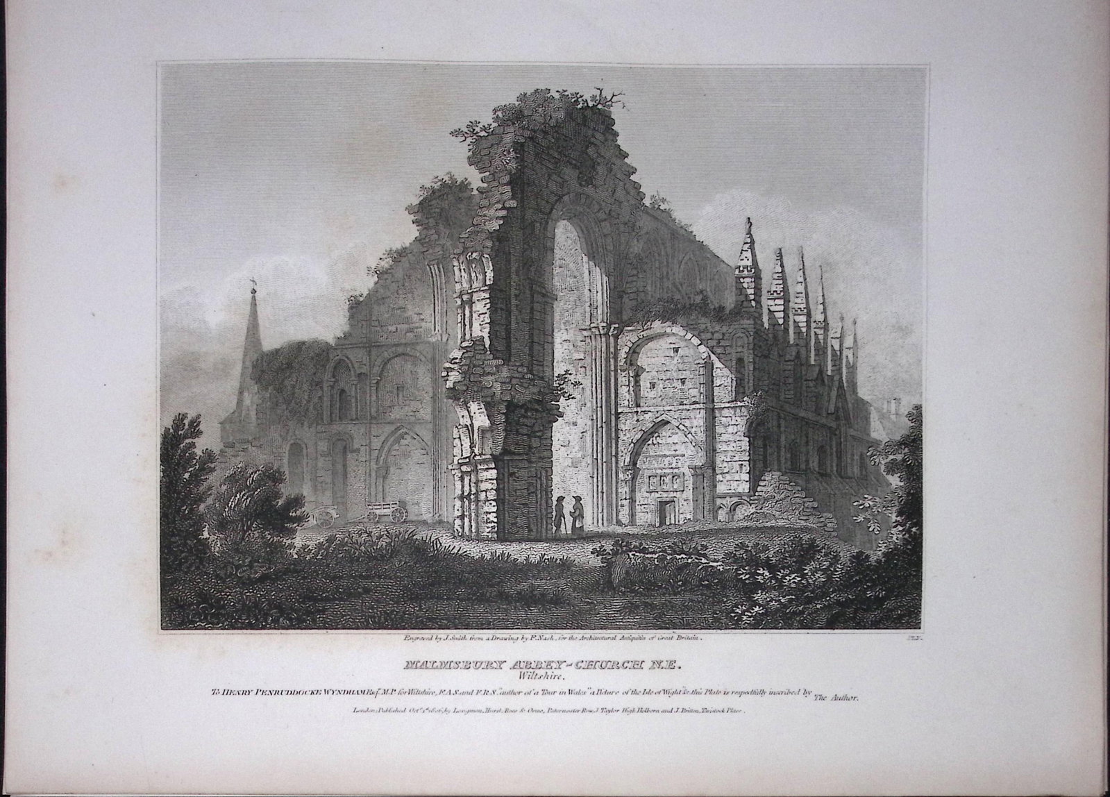 Malmsbury Church-Wiltshire 190 Years-Old Rare John Britton Antique Steel Engraving-47: Title: Malmsbury Church-Wiltshire 190 Years-Old Rare John Britton Antique Steel Engraving-47 Description: This 191 Years-Old Steel Engraved Plate Has Been Removed from an Antique Edition of. John