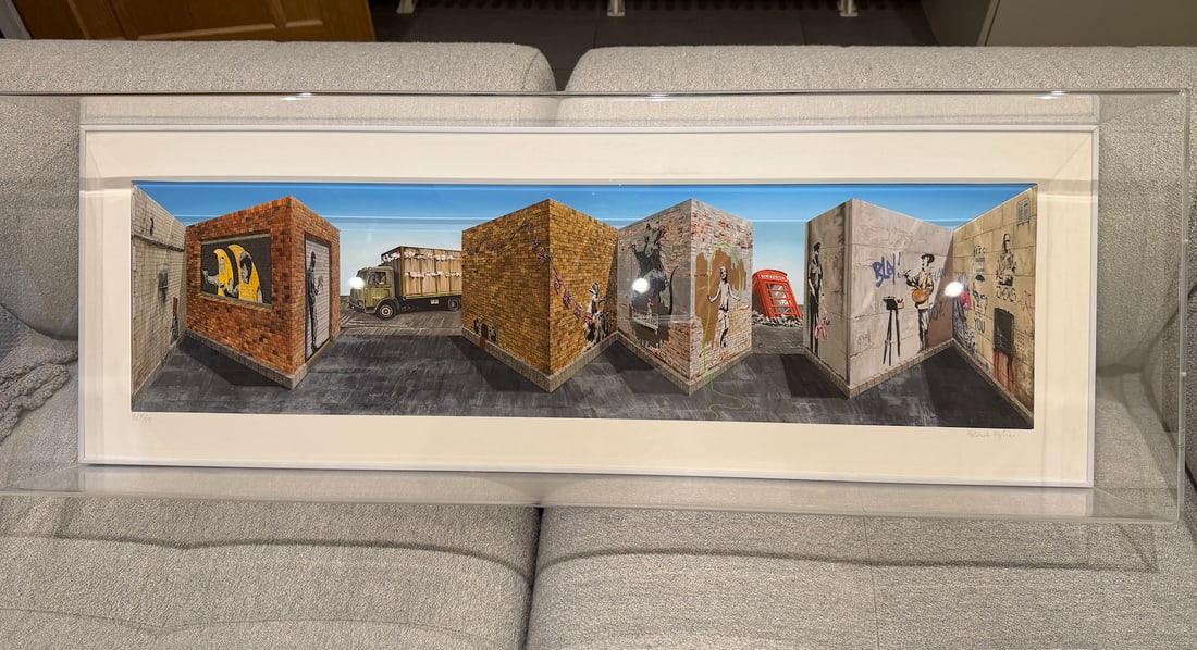 Banksi By Patrick Hughes Artist Proof Signed 113cm x 17cm x 40cm 2021: Title: Banksi By Patrick Hughes Artist Proof Signed 113cm x 17cm x 40cm 2021 Description: • 2021 • Hand-painted multiple with archival inkjet • Edition of 100 • 113cm x 17cm x