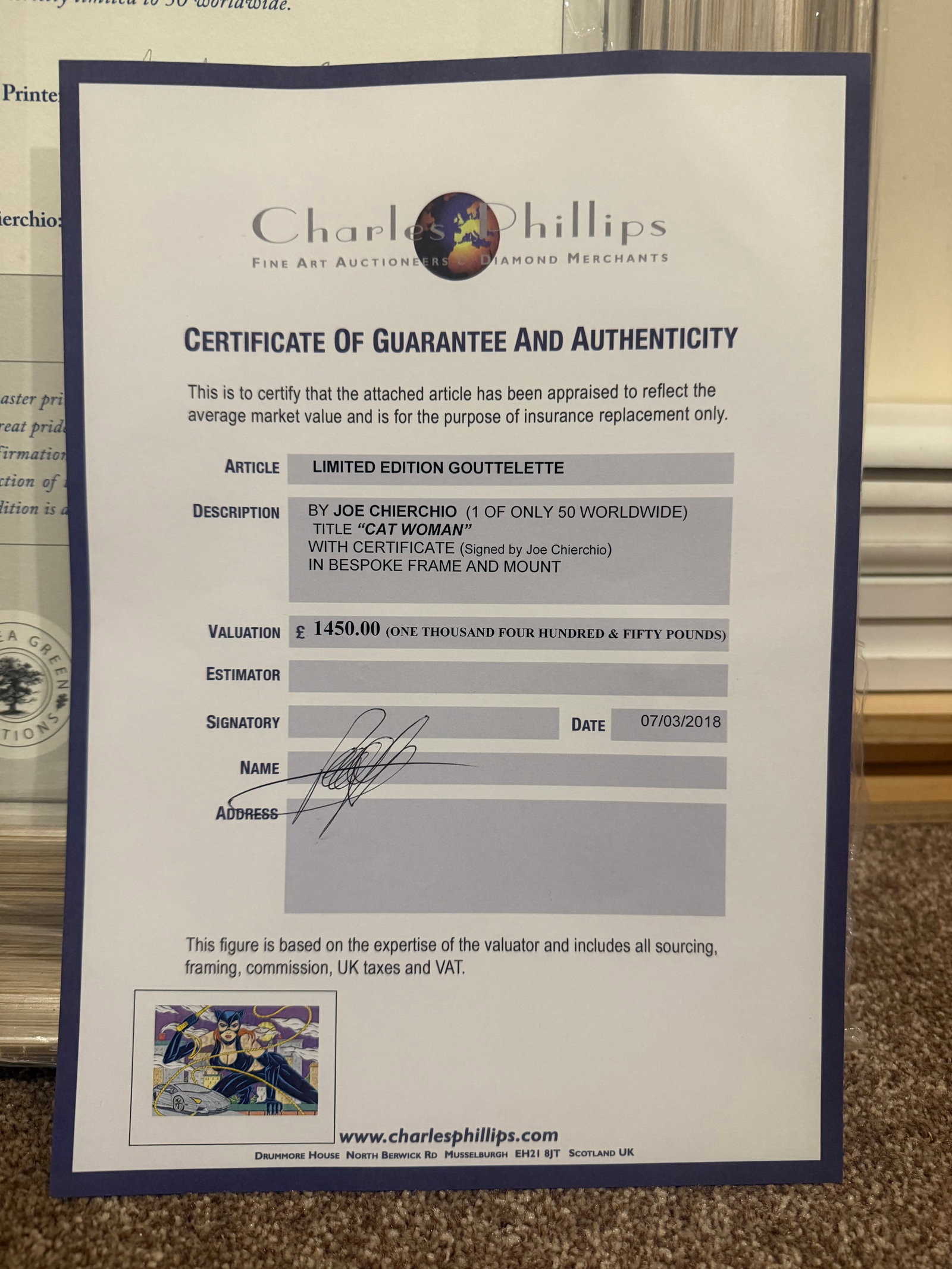No.1 of 50 Worldwide Wide Catwoman By Joe Chierchio With Authenticity Certificate - 6
