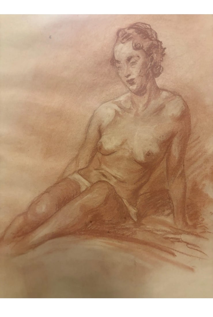 Michele de Simone “Seated Nude” Pencil and Pastel - 3