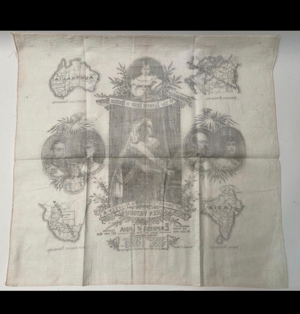 Handkerchief Commemorating Queen Victoria's Record-Breaking Reign - 5