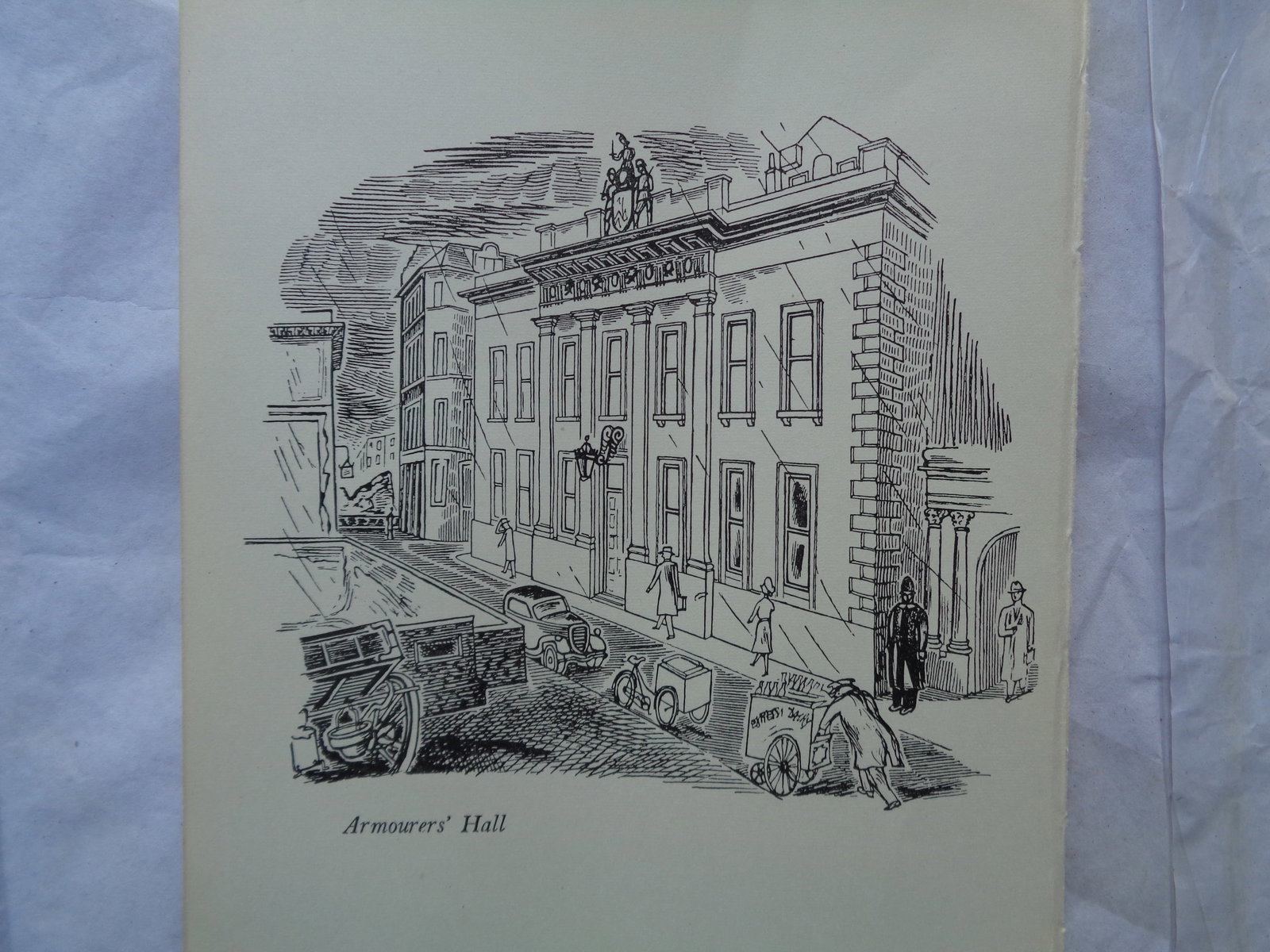 Edward Bawden CBE RA Original Vintage Historic Lithograph of London Historic Armourers Hall: Title: Edward Bawden CBE RA Original Vintage Historic Lithograph of London Historic Armourers Hall Description: This Vintage (1949) historic Original Lithograph ( ie nothing printed on the back) was