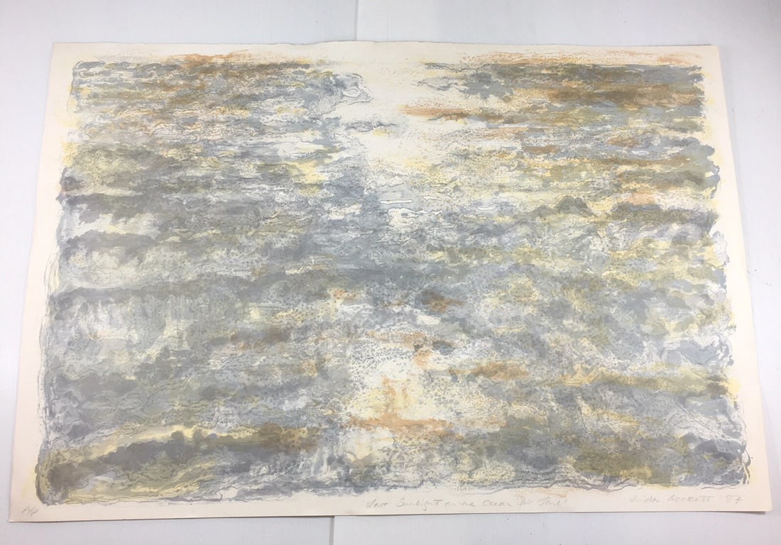Linda Beckett Very Rare (x/30) Curwen Printed Last Sunlight On The Sea For Jane Free Post In UK: Title: Linda Beckett Very Rare (x/30) Curwen Printed Last Sunlight On The Sea For Jane Free Post In UK Description: This amazing print is one of a pair, printed by Stanley Jones, master Printmaker at