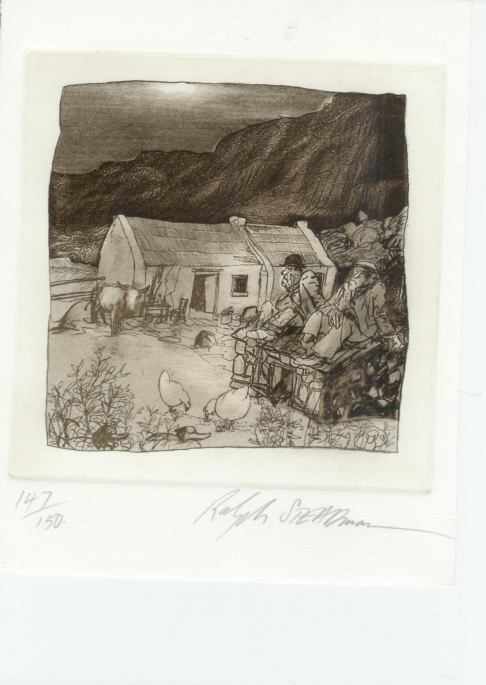Ralph Steadman My Poor Mouth Irish Cottage Original Etching 16 x 16 cm Hand Signed (1 of 1)