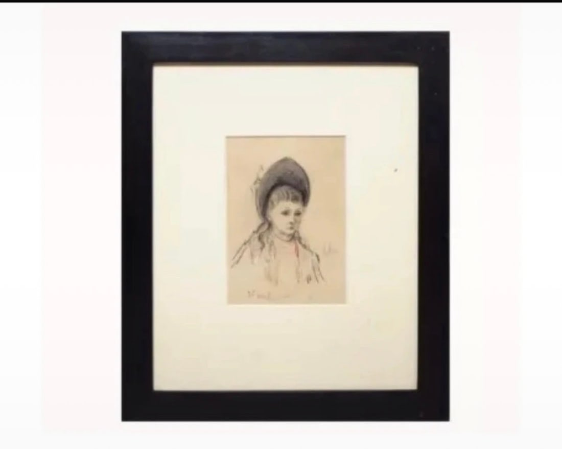 After Paul Cesar Helleu Portrait; Pencil and Crayon: Title: After Paul Cesar Helleu Portrait; Pencil and Crayon Description: Pencil and Crayon with signature Framed in real wood black frame and glazed Sign No remarks 36 x 43 cm Delivery -