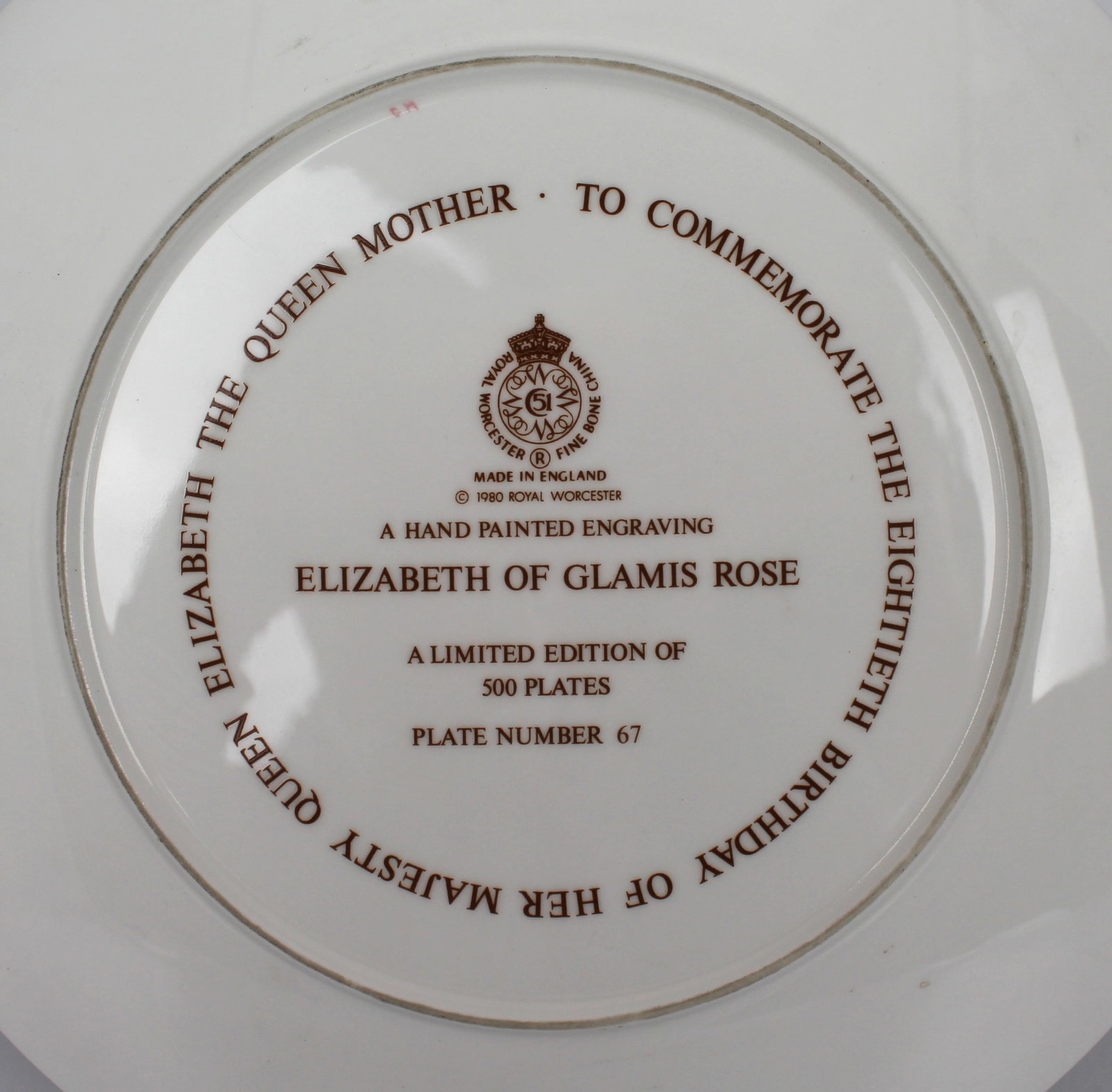 Royal Worcester Elizabeth of Glamis Rose Plate - 2