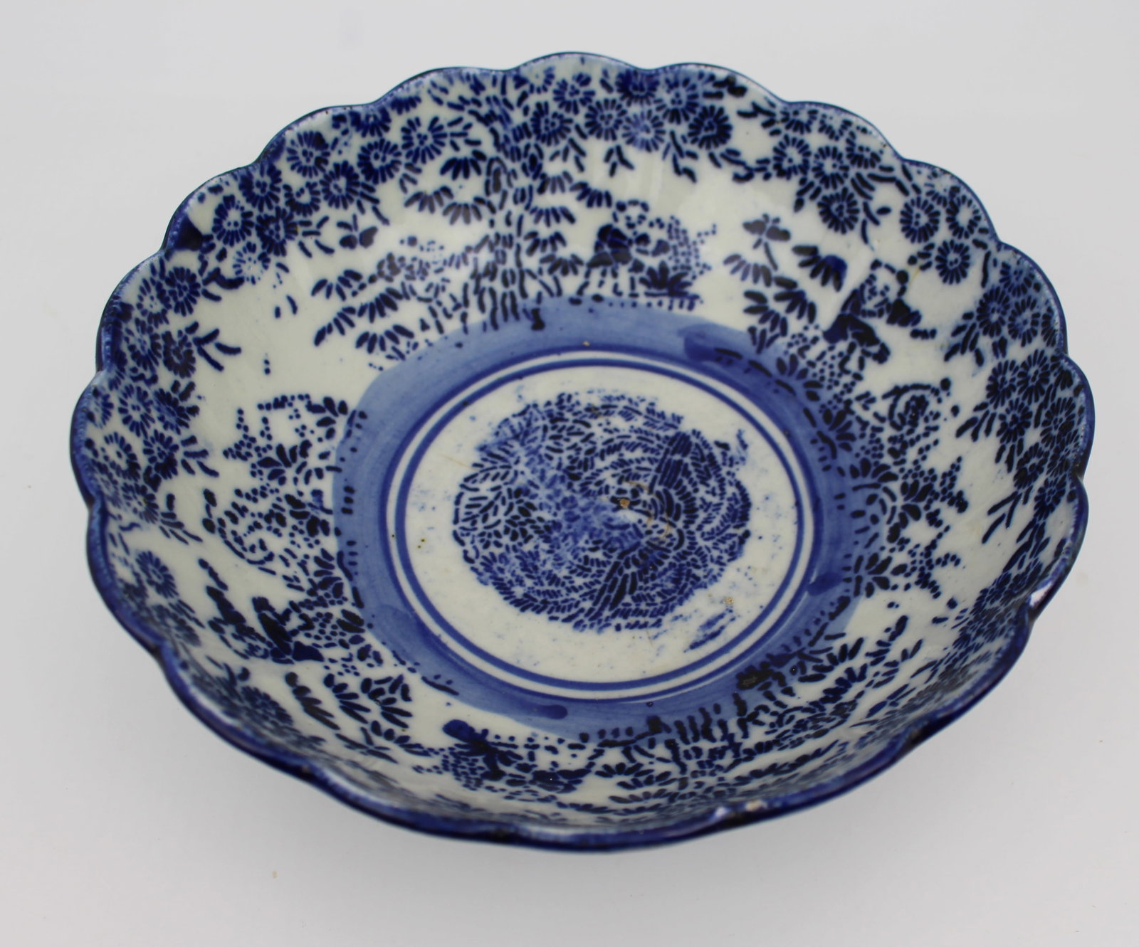 19th Century Blue and White Transferware Bowl – Chinoiserie Style - 2
