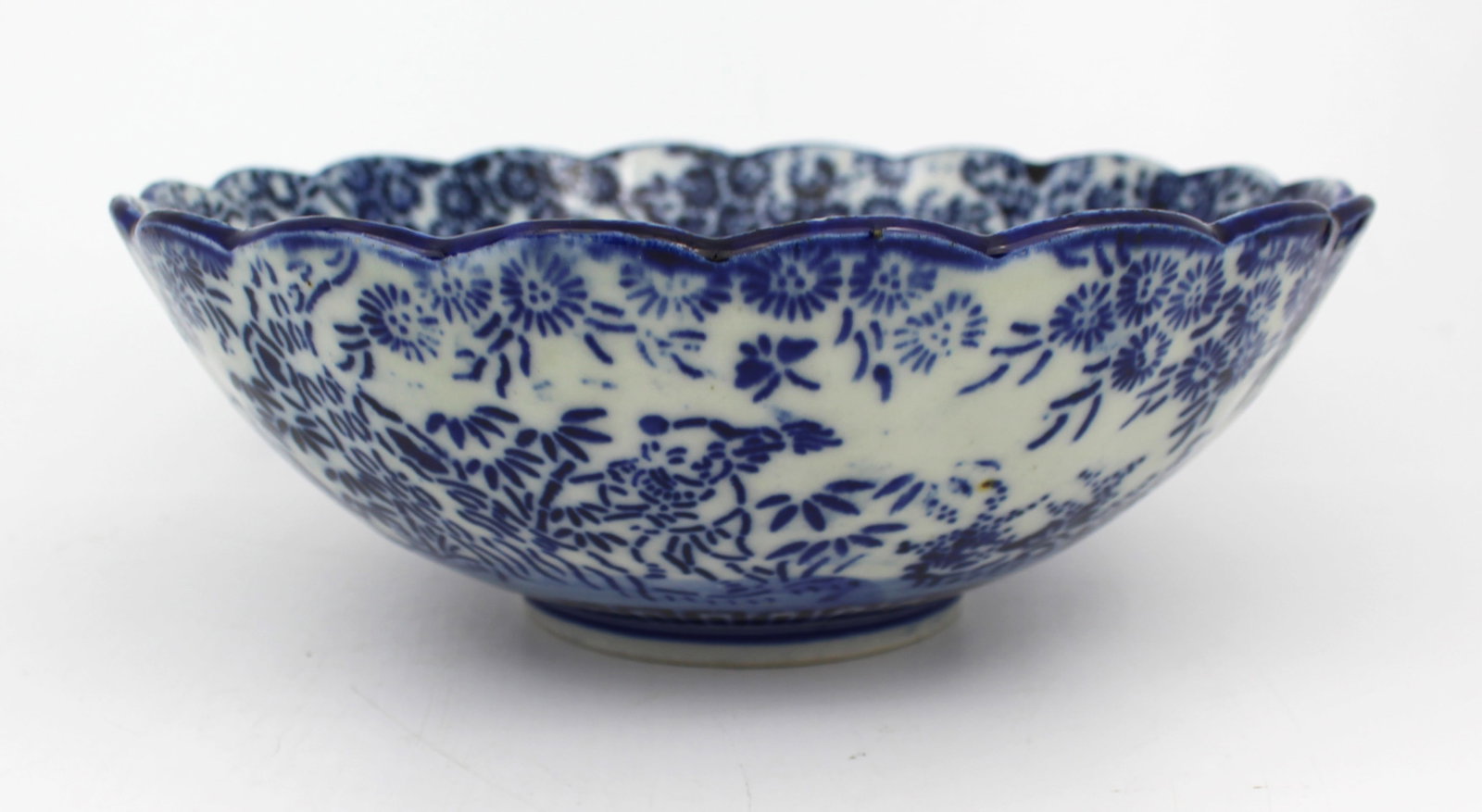 19th Century Blue and White Transferware Bowl – Chinoiserie Style - 8