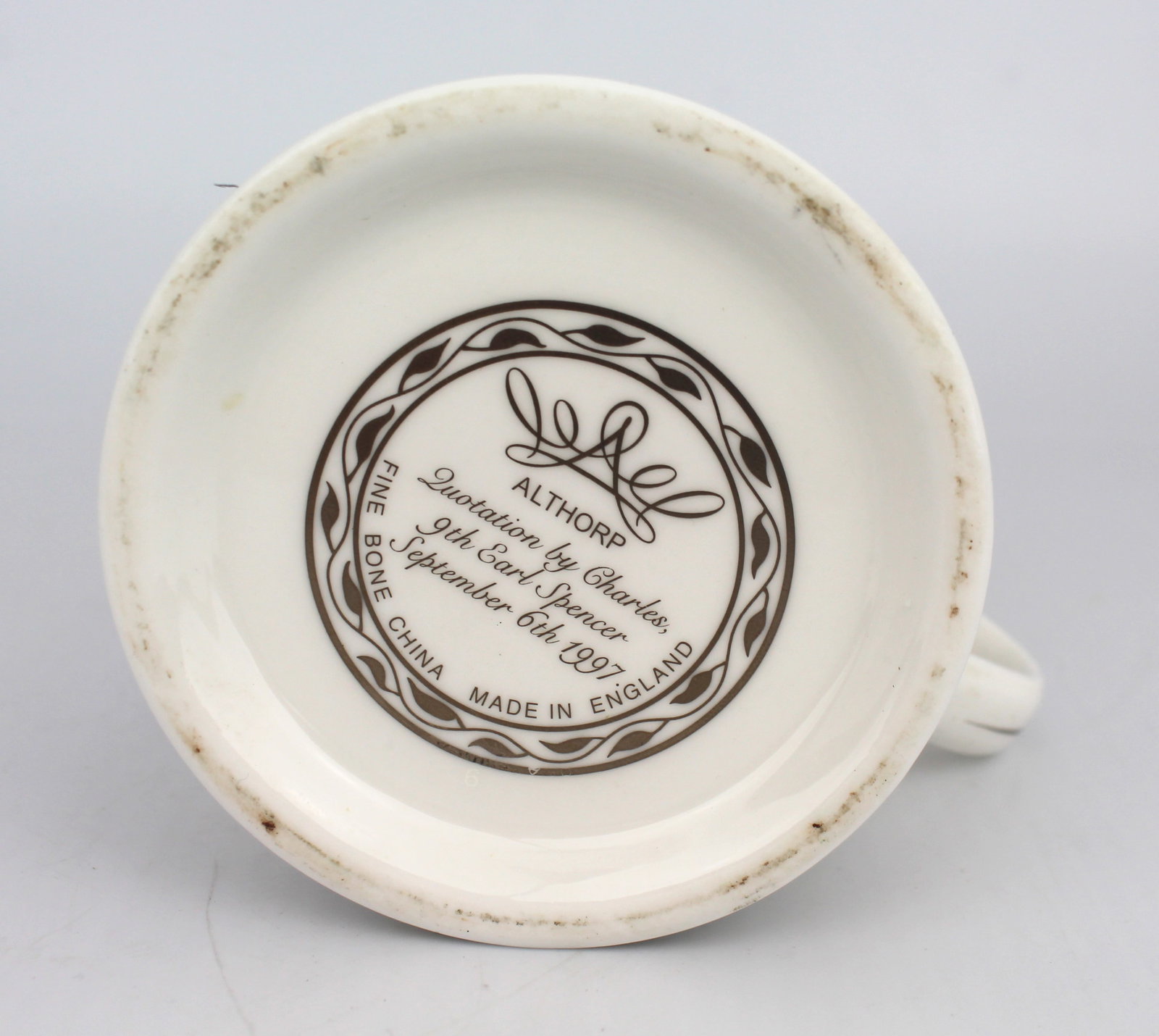 Althorp Porcelain Tankard Quotation Charles 9th Earl Spencer - 3