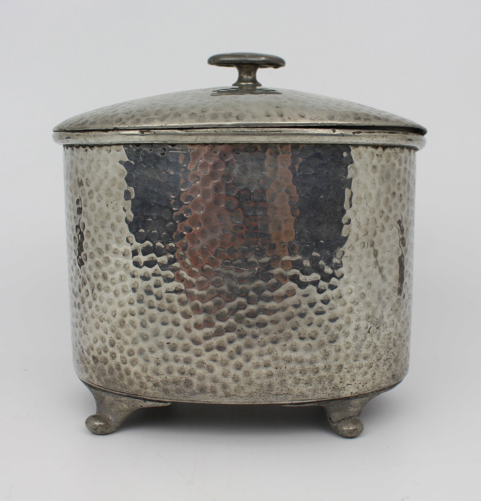 Arts & Crafts Style Hammered Pewter Lidded Pot – Armada Pewter – English Made - 2