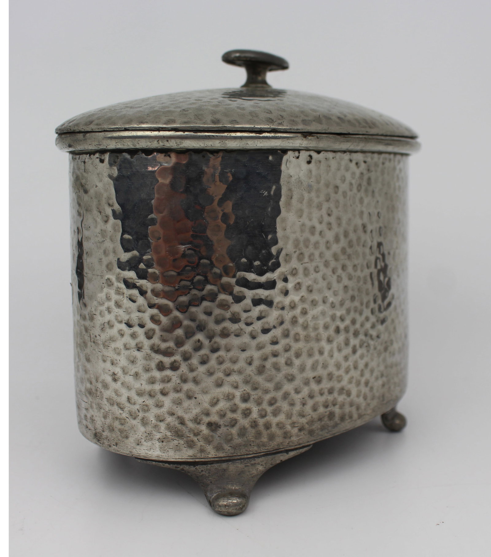 Arts & Crafts Style Hammered Pewter Lidded Pot – Armada Pewter – English Made - 4
