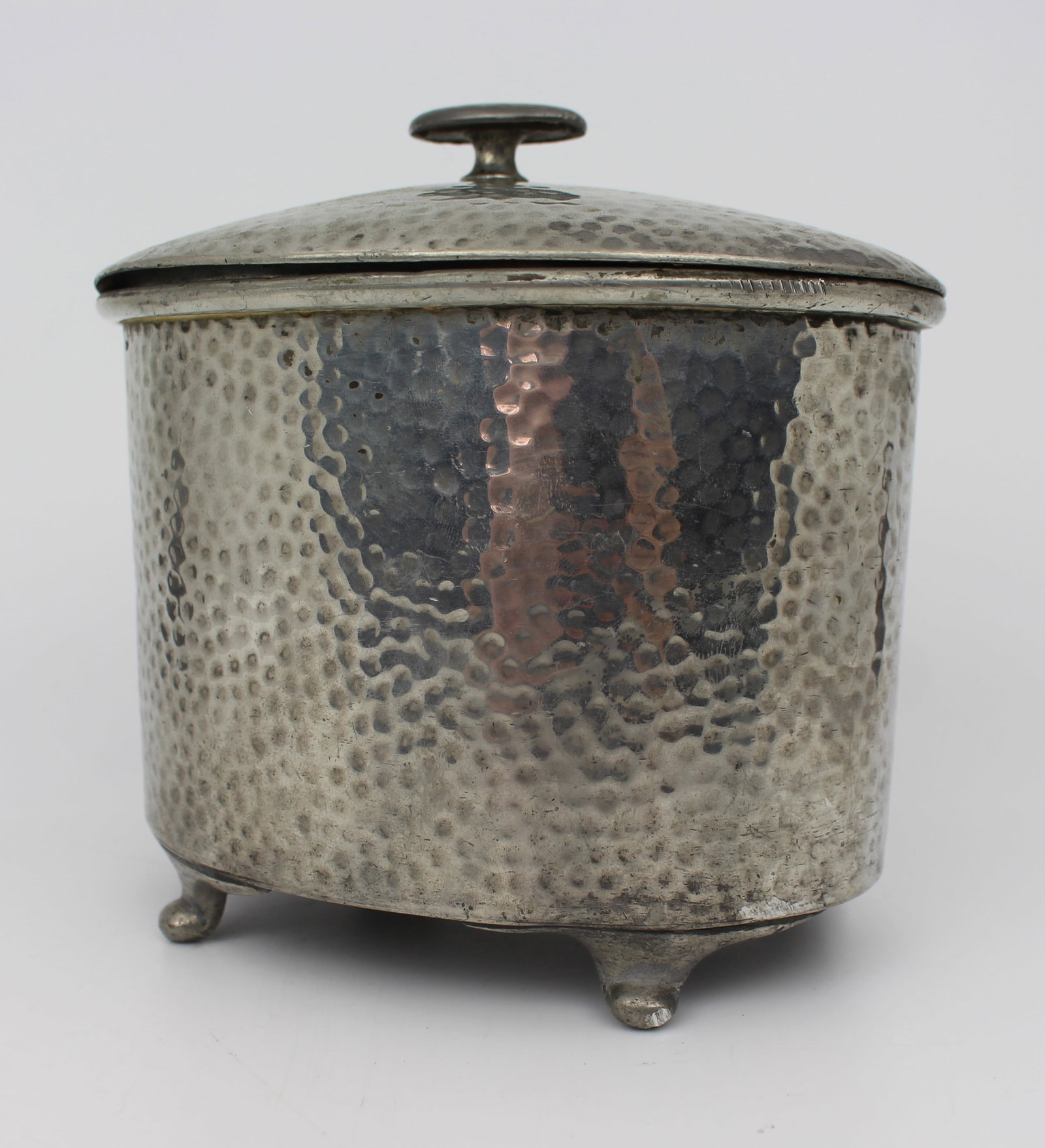 Arts & Crafts Style Hammered Pewter Lidded Pot – Armada Pewter – English Made - 6