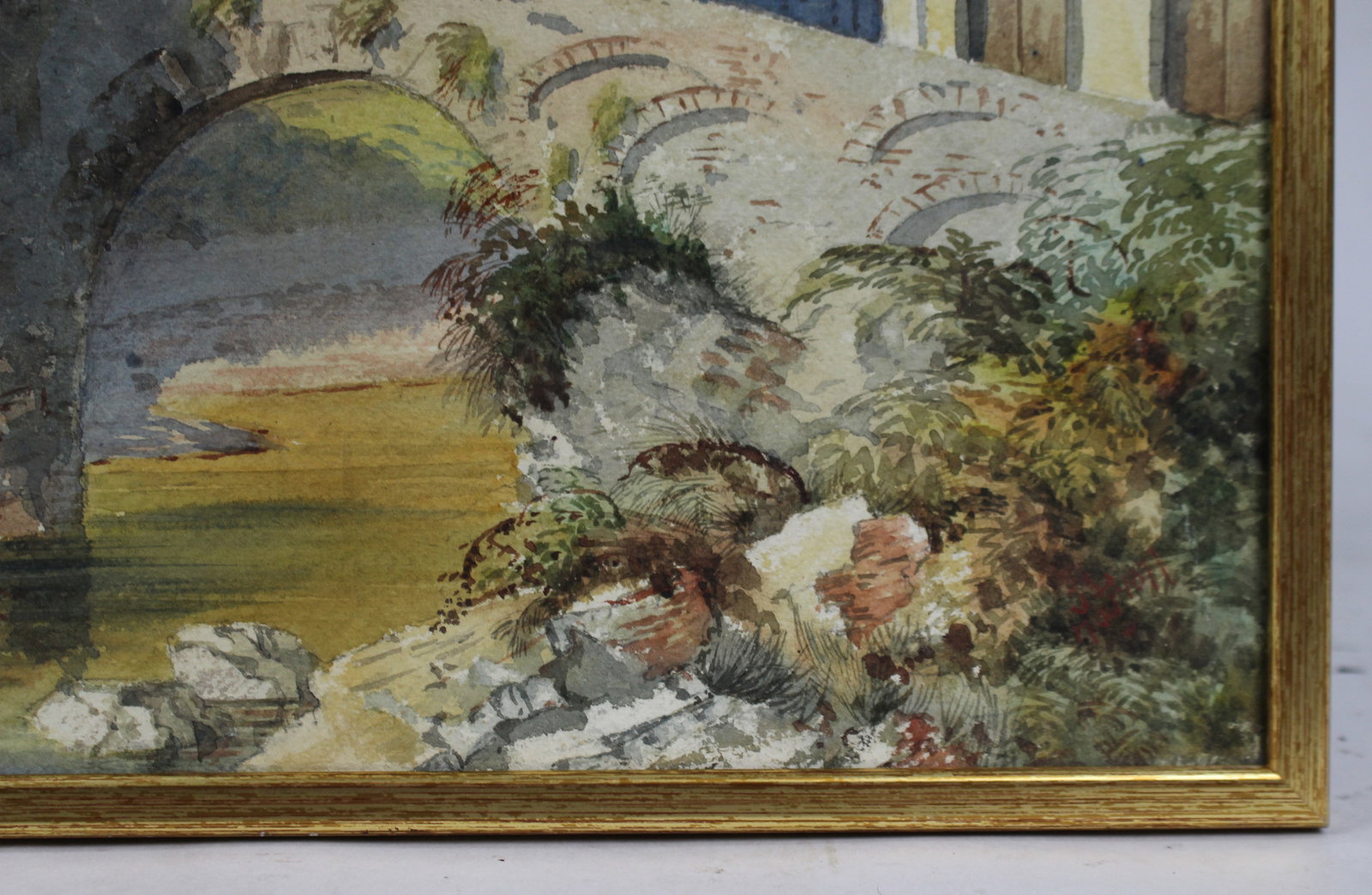 19th Century Watercolour – Italian Stone Bridge Scene, Signed J.L. 1877 - 4