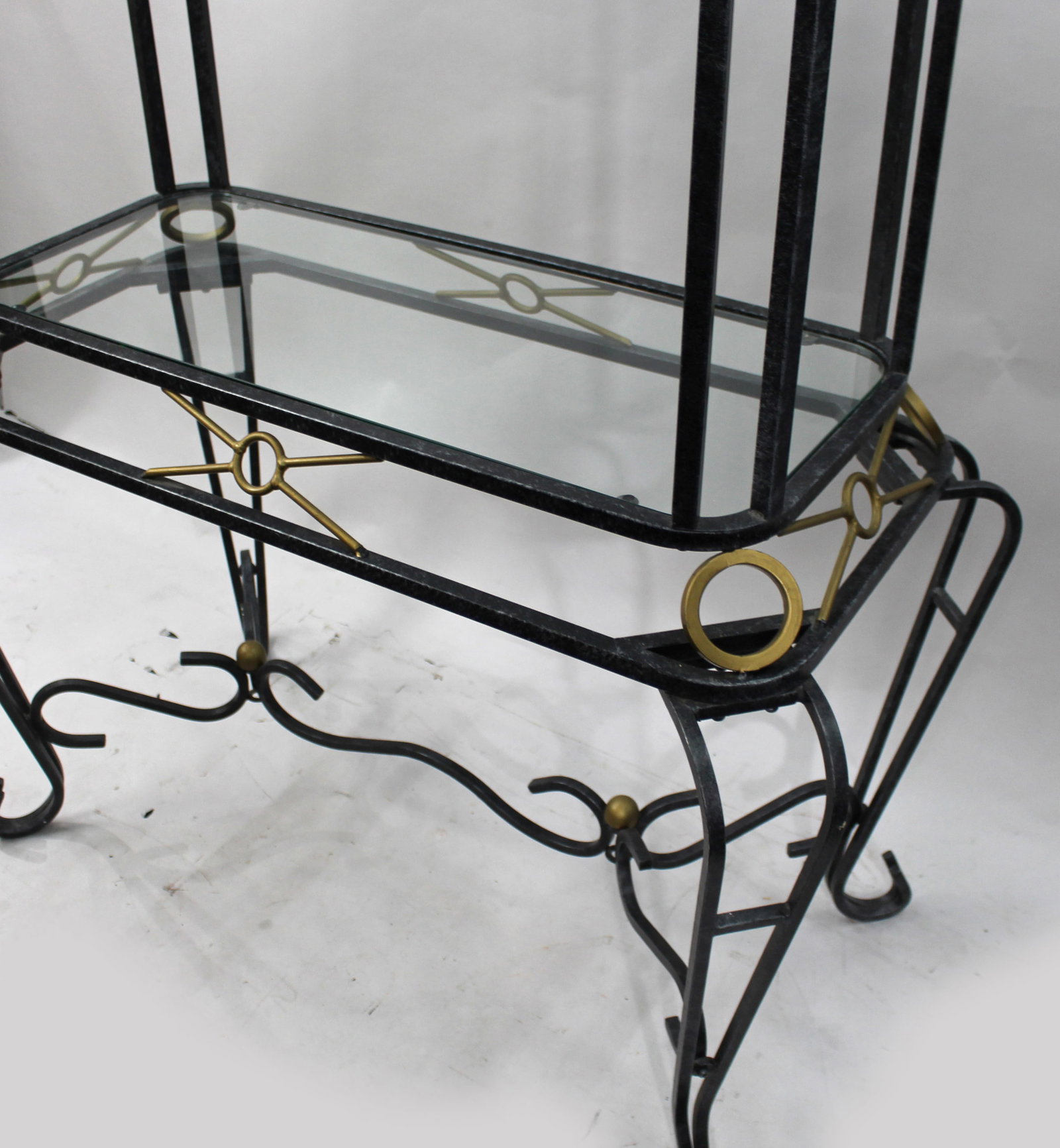 Vintage Hollywood Regency Metal & Glass Shelves - 3