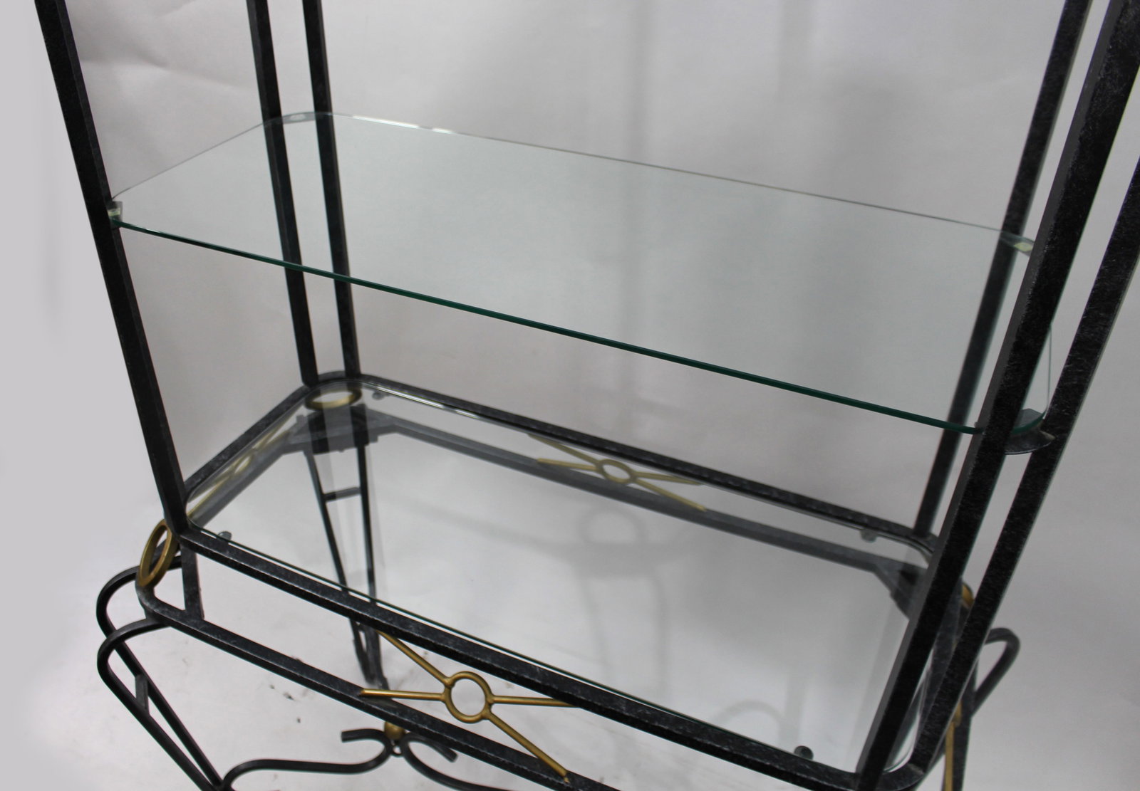 Vintage Hollywood Regency Metal & Glass Shelves - 4