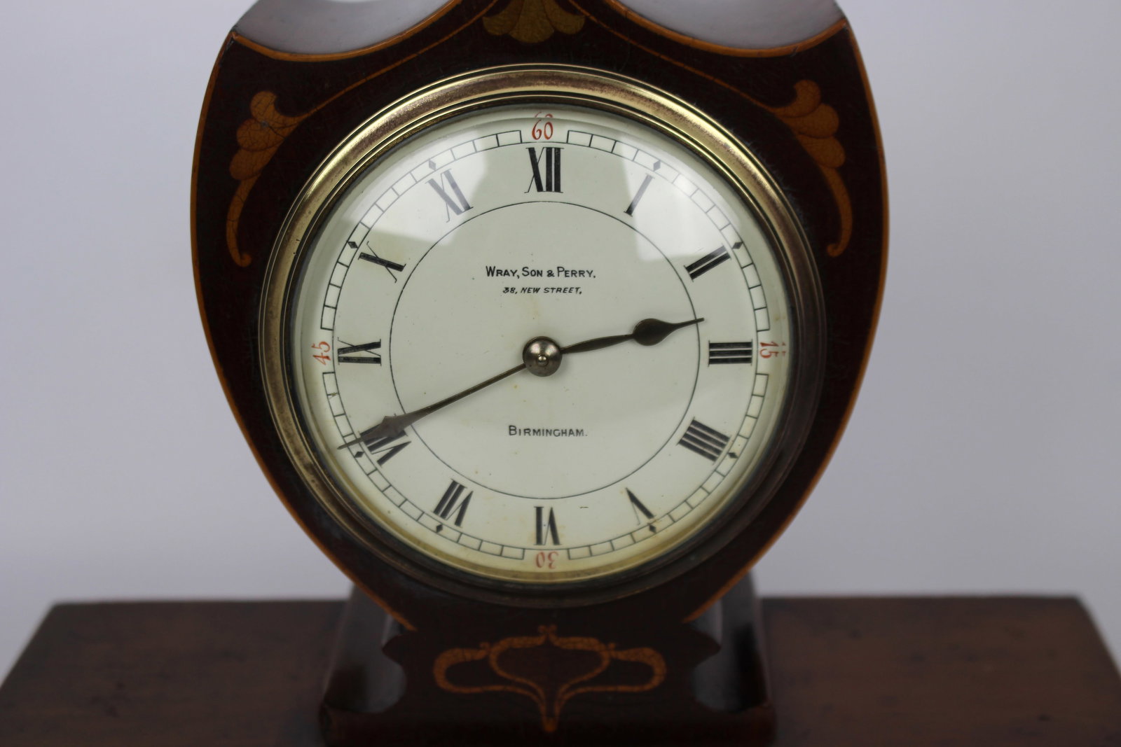 Elegant Inlaid Mahogany Mantel Clock by Wray, Son & Perry c.1900 - 12