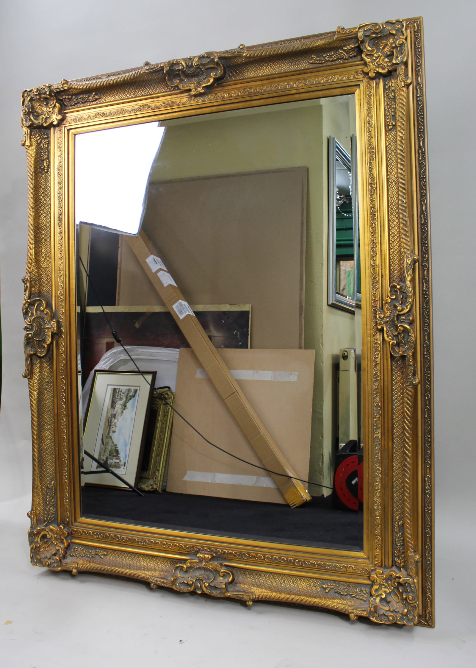 Large Ornate Gilt Bevelled Mirror 4 x 5 ft - 2