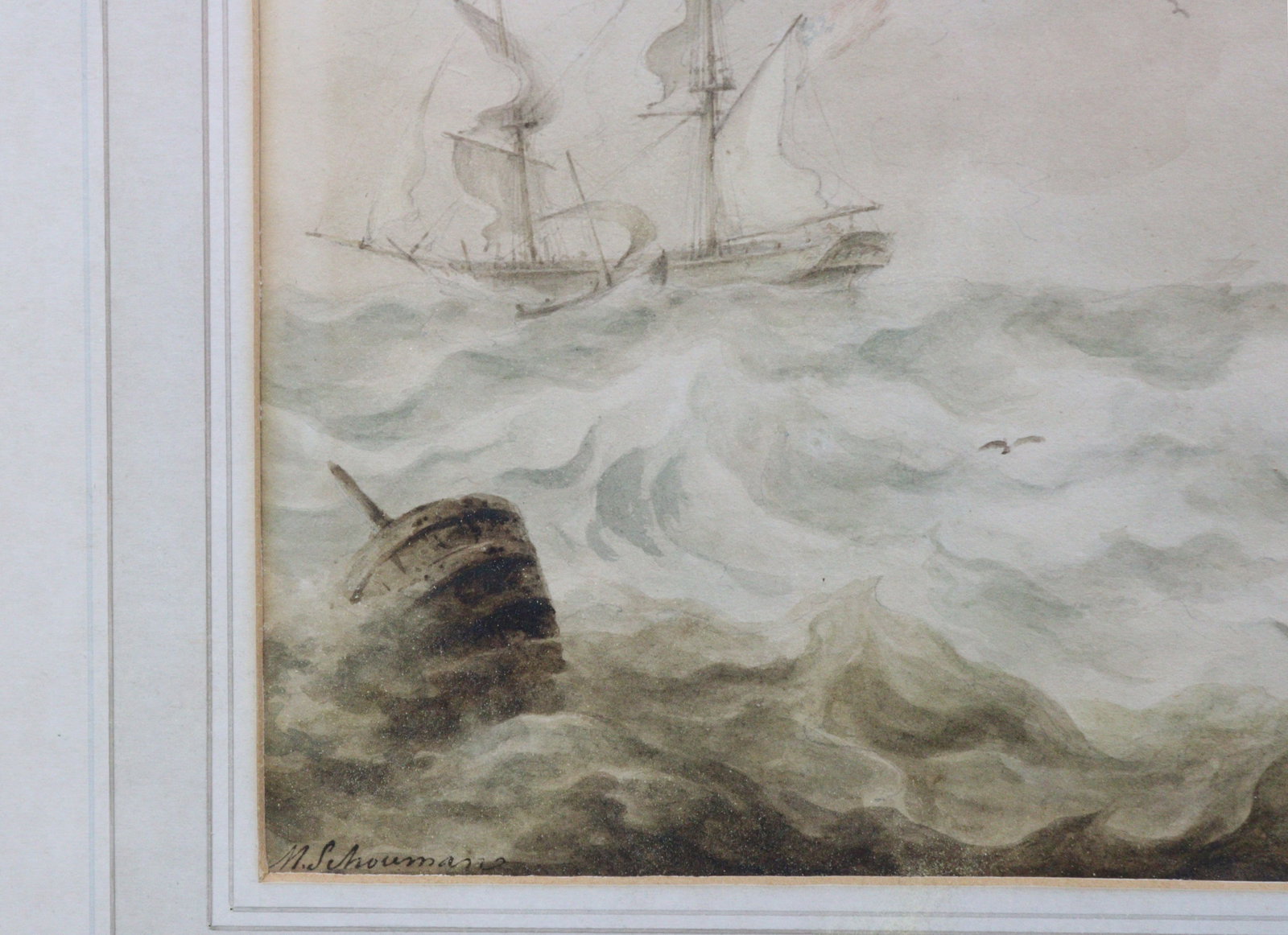Martinus Schouman (Dutch, 1770-1848) Watercolour Seascape - 3