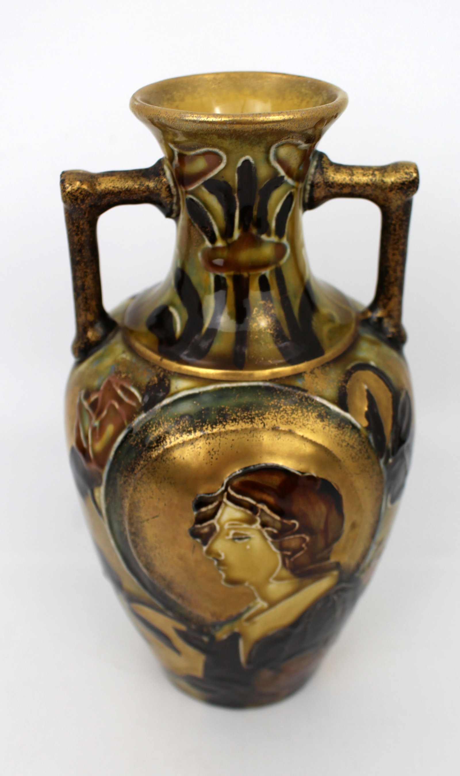 Bohemian Art Nouveau Portrait Vase, in the Manner of Amphora, c.1900 - 4