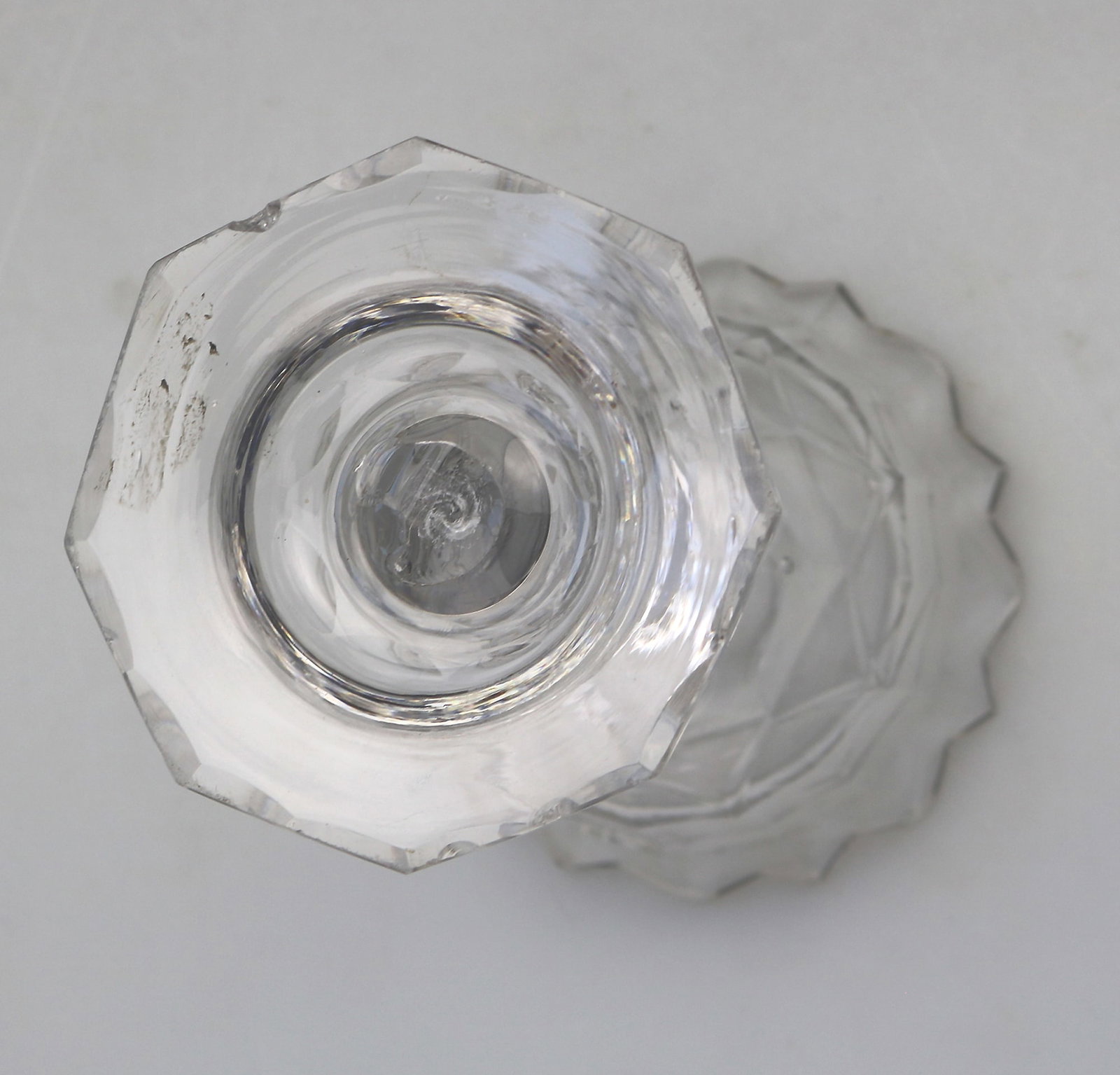 A Very Fine & Large Antique Georgian Facet Cut Glass Stem Sweetmeat 18cm ht C.18thC - 11
