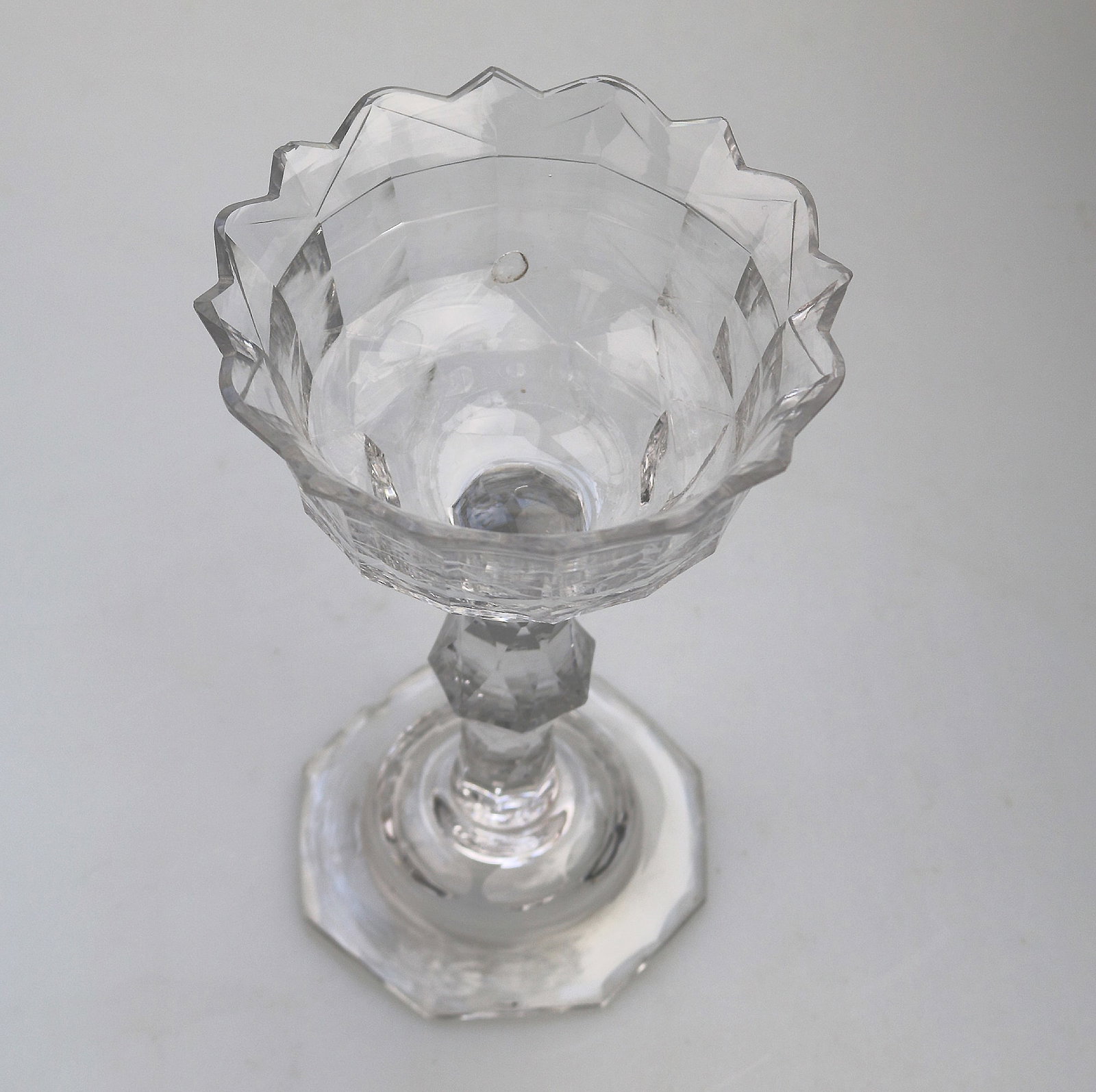 A Very Fine & Large Antique Georgian Facet Cut Glass Stem Sweetmeat 18cm ht C.18thC - 6