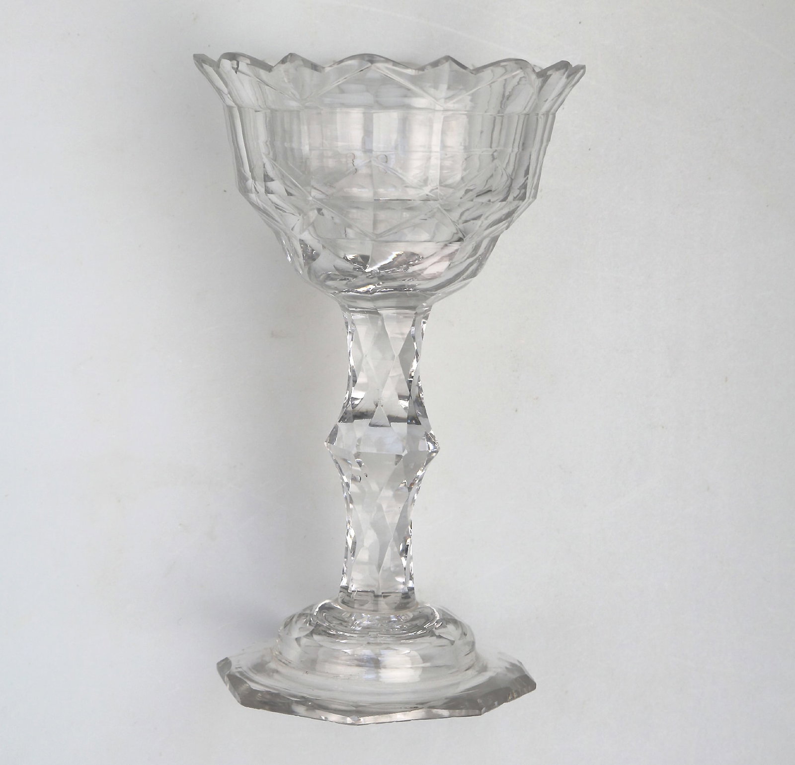 A Very Fine & Large Antique Georgian Facet Cut Glass Stem Sweetmeat 18cm ht C.18thC - 8