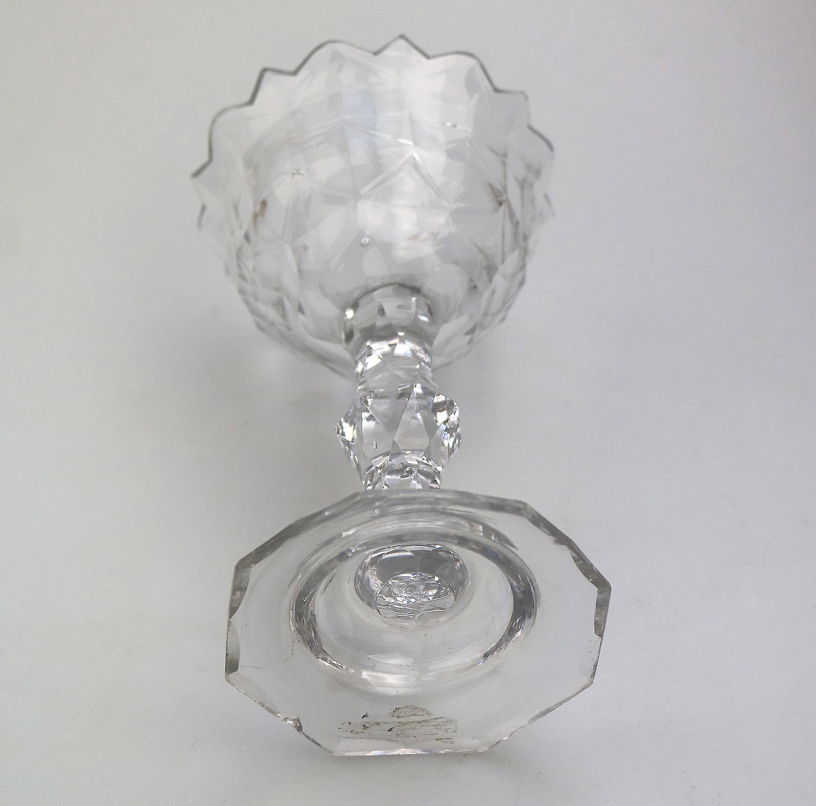 A Very Fine & Large Antique Georgian Facet Cut Glass Stem Sweetmeat 18cm ht C.18thC - 9