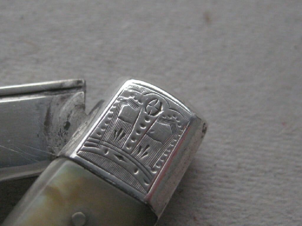 Rare Edwardian Mother of Pearl Hafted Silver Bladed Folding Fruit Knife, London 1903 - 7