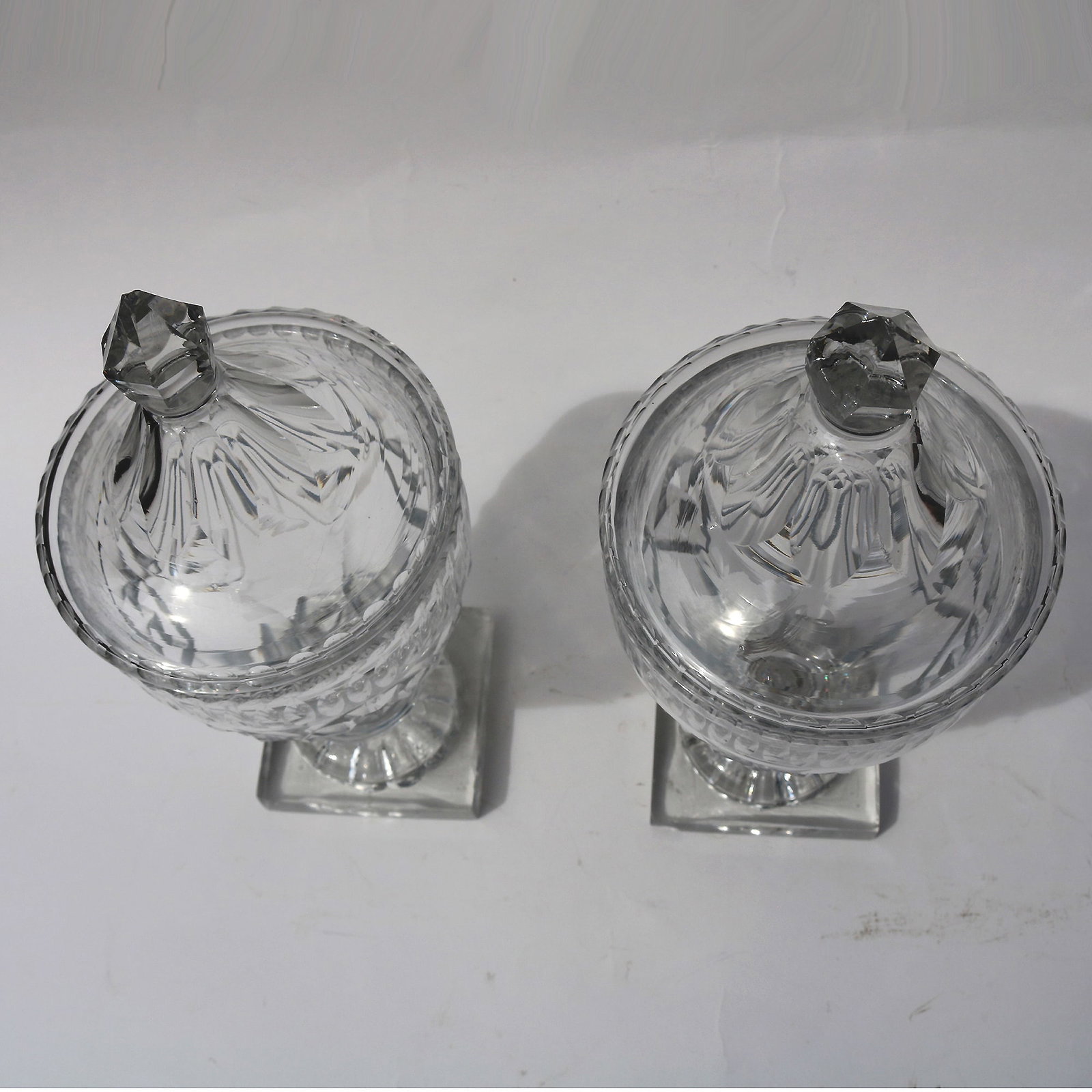 A Pair of Antique Georgian Irish Dublin Cork Cut Glass BonBon Jars Urns C.1790 - 6