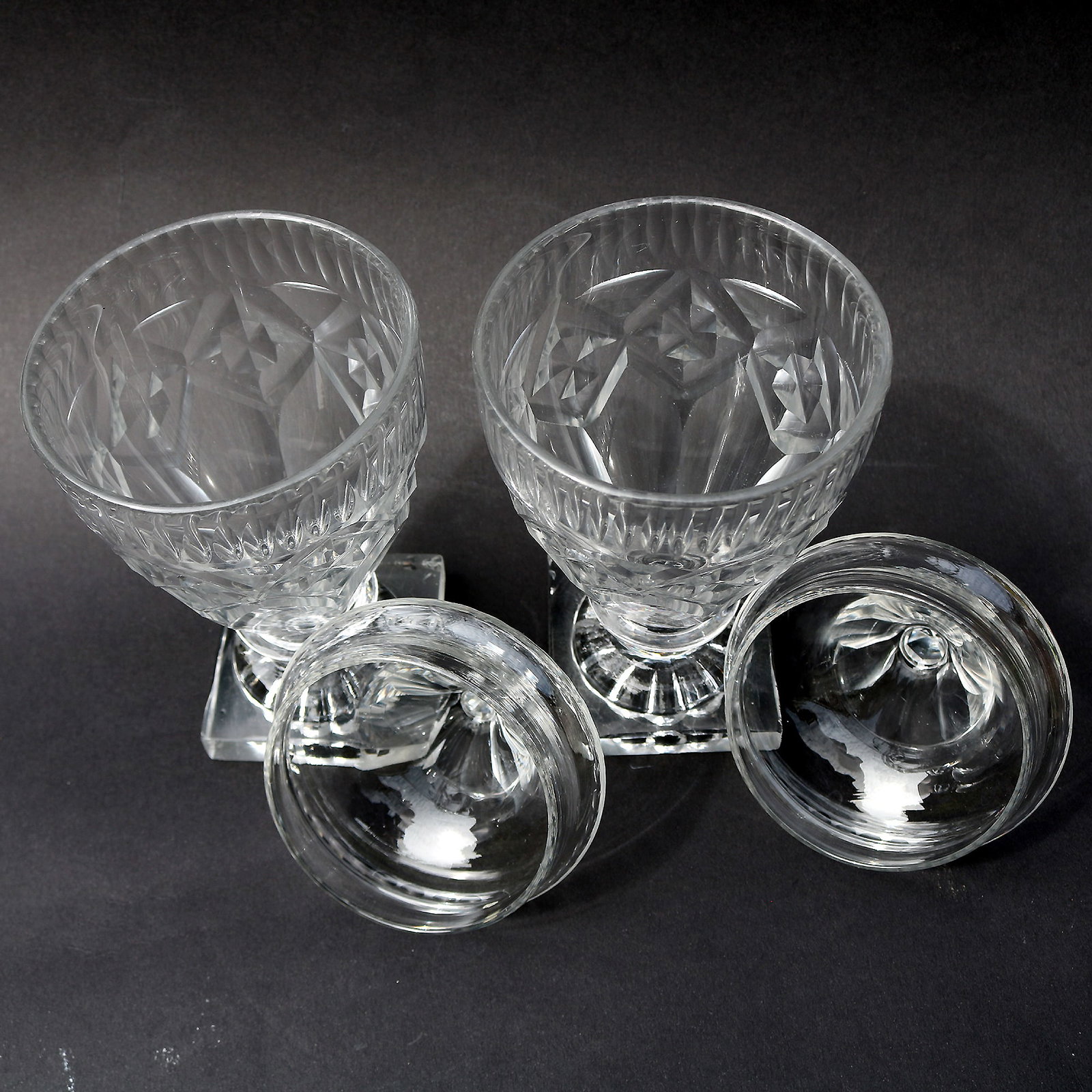 A Pair of Antique Georgian Irish Dublin Cork Cut Glass BonBon Jars Urns C.1790 - 7