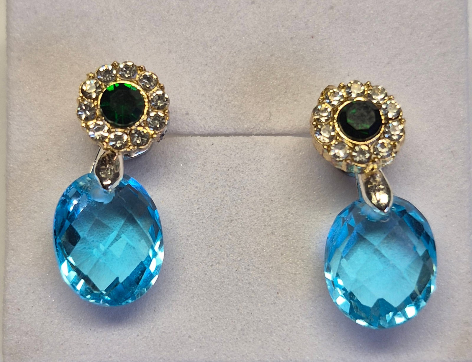 Natural Blue Topaz Convertible Drop Earrings – Two Styles in One – Silver Tone - 3