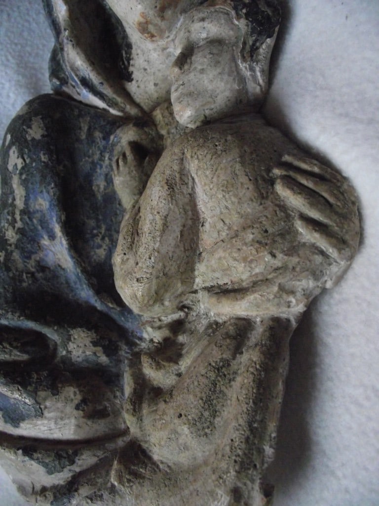 Antique Madonna & Child Wall Hanging Figure - 11 3/4"" High. - 10