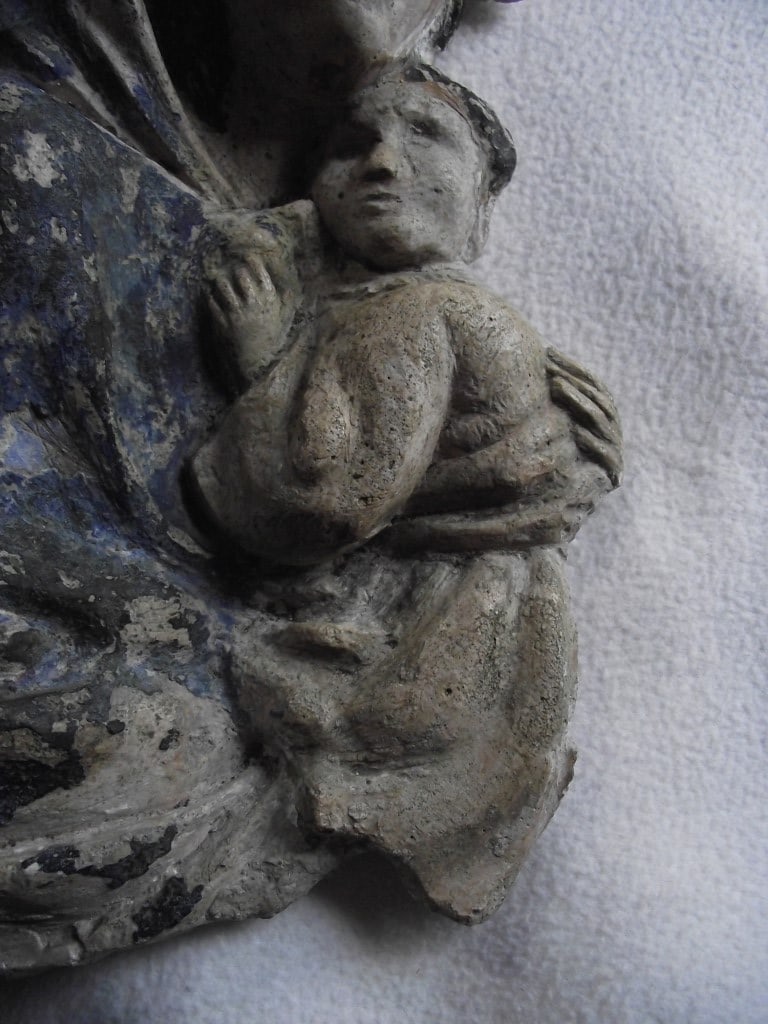 Antique Madonna & Child Wall Hanging Figure - 11 3/4"" High. - 14